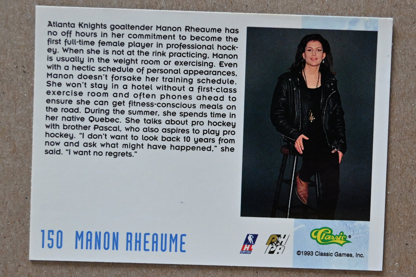 1993 Classic '93 Hockey Draft #150 Manon Rheaume