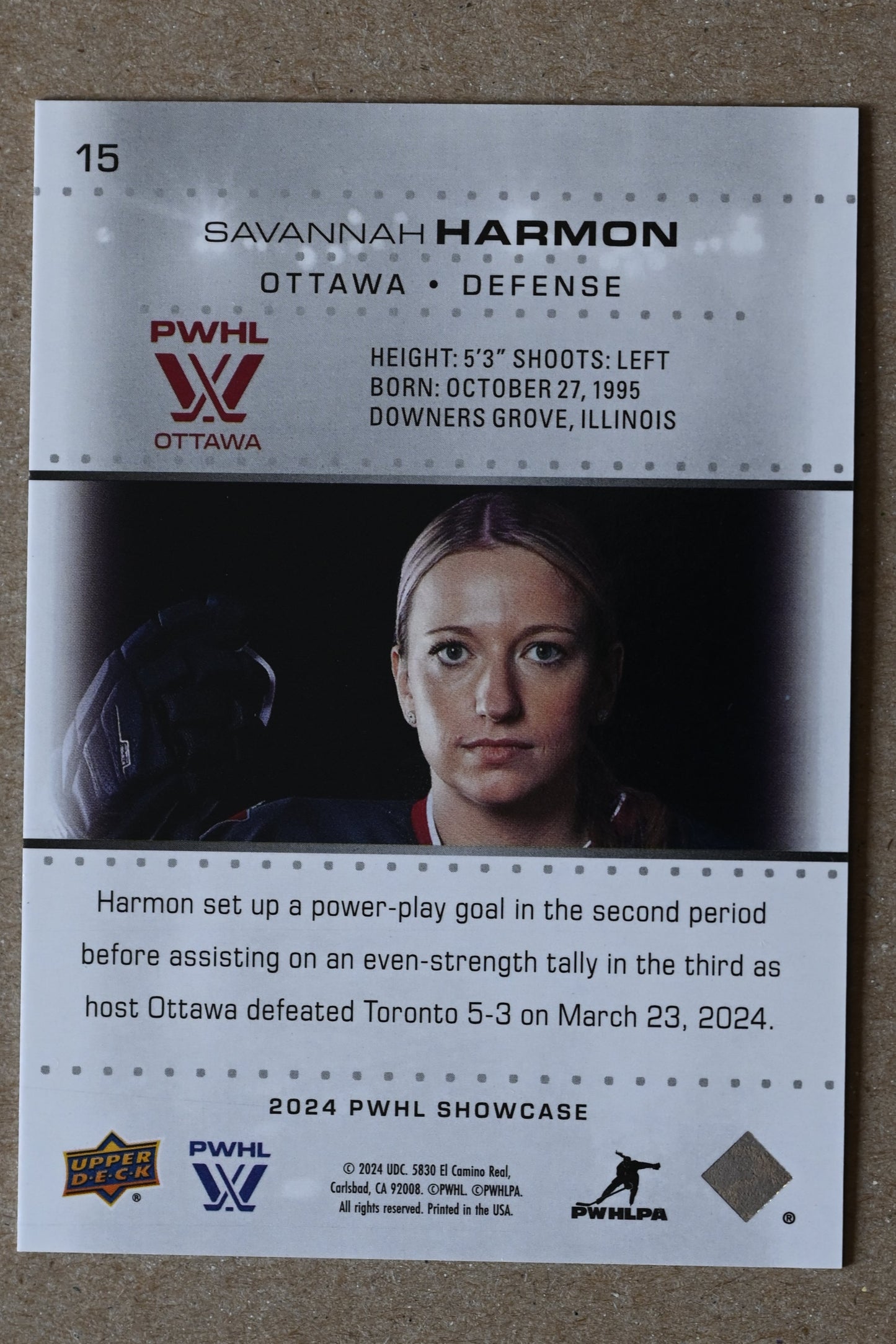 2024 Upper Deck PWHL Showcase #15 Savannah Harmon