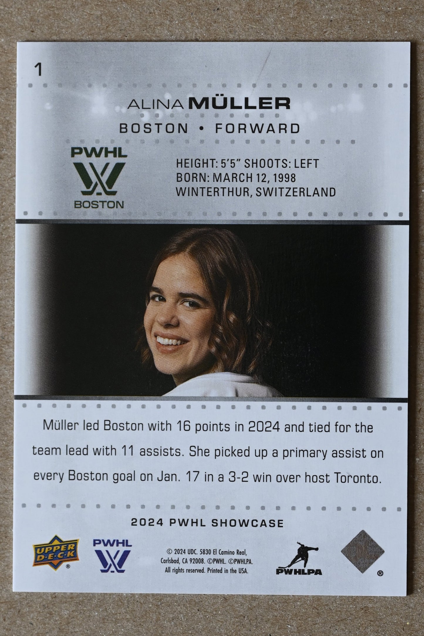 2024 Upper Deck PWHL Showcase #1 Alina Müller