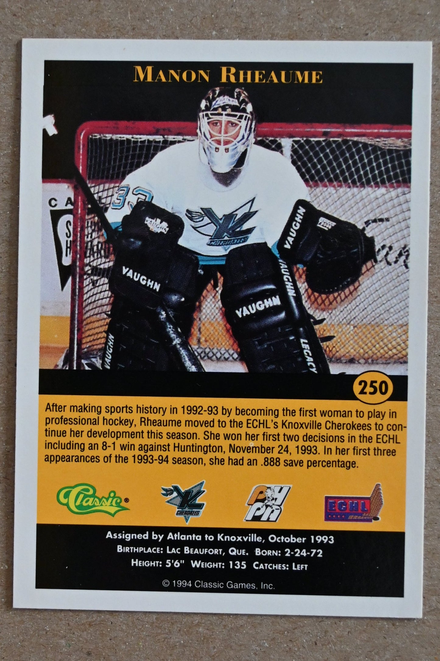 1994 Classic Pro Hockey Prospects #250 Manon Rheaume