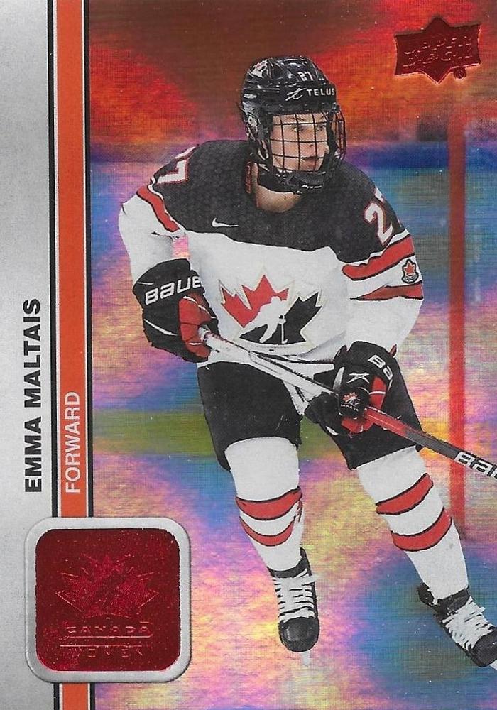 2023 Upper Deck Team Canada Juniors - Patterned Foilboard Red #58 Emma Maltais