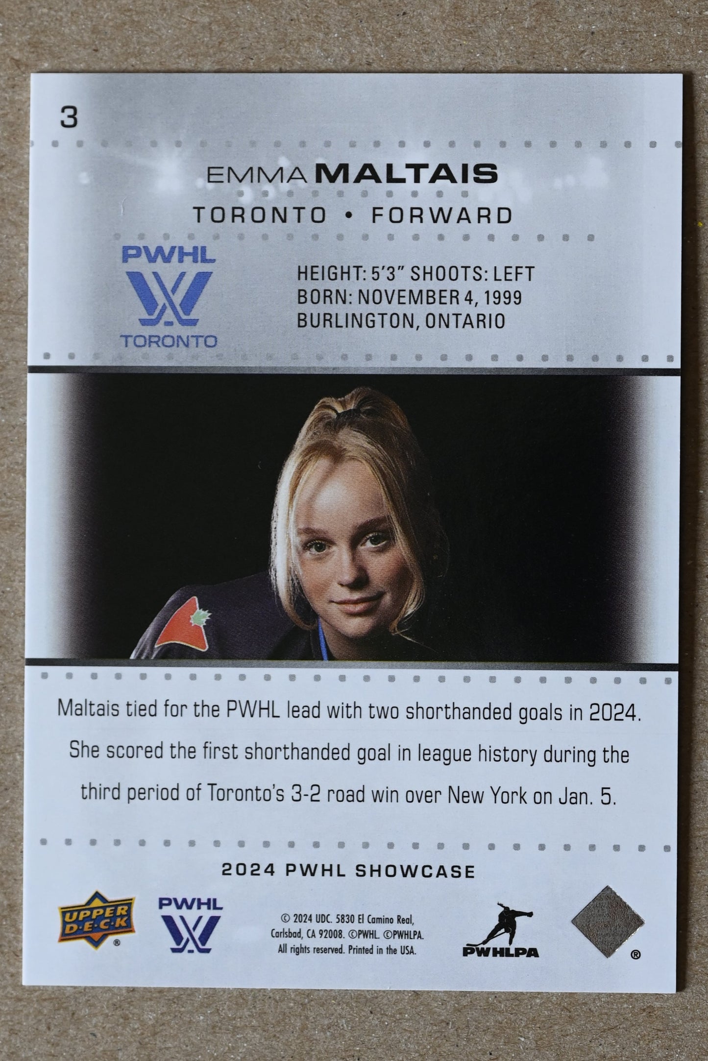 2024 Upper Deck PWHL Showcase #3 Emma Maltais