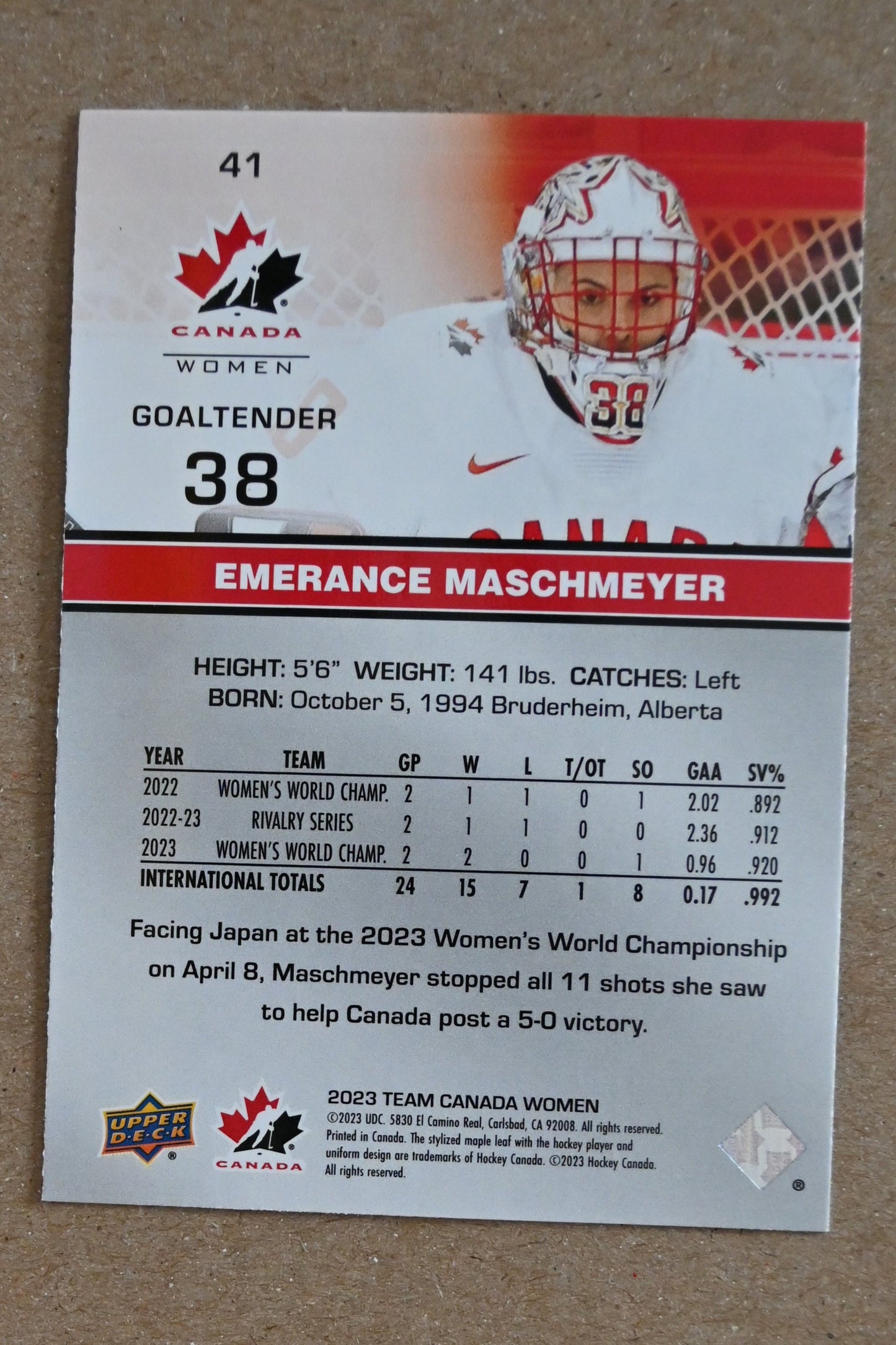 2023 Upper Deck Team Canada Juniors #41 Emerance Maschmeyer