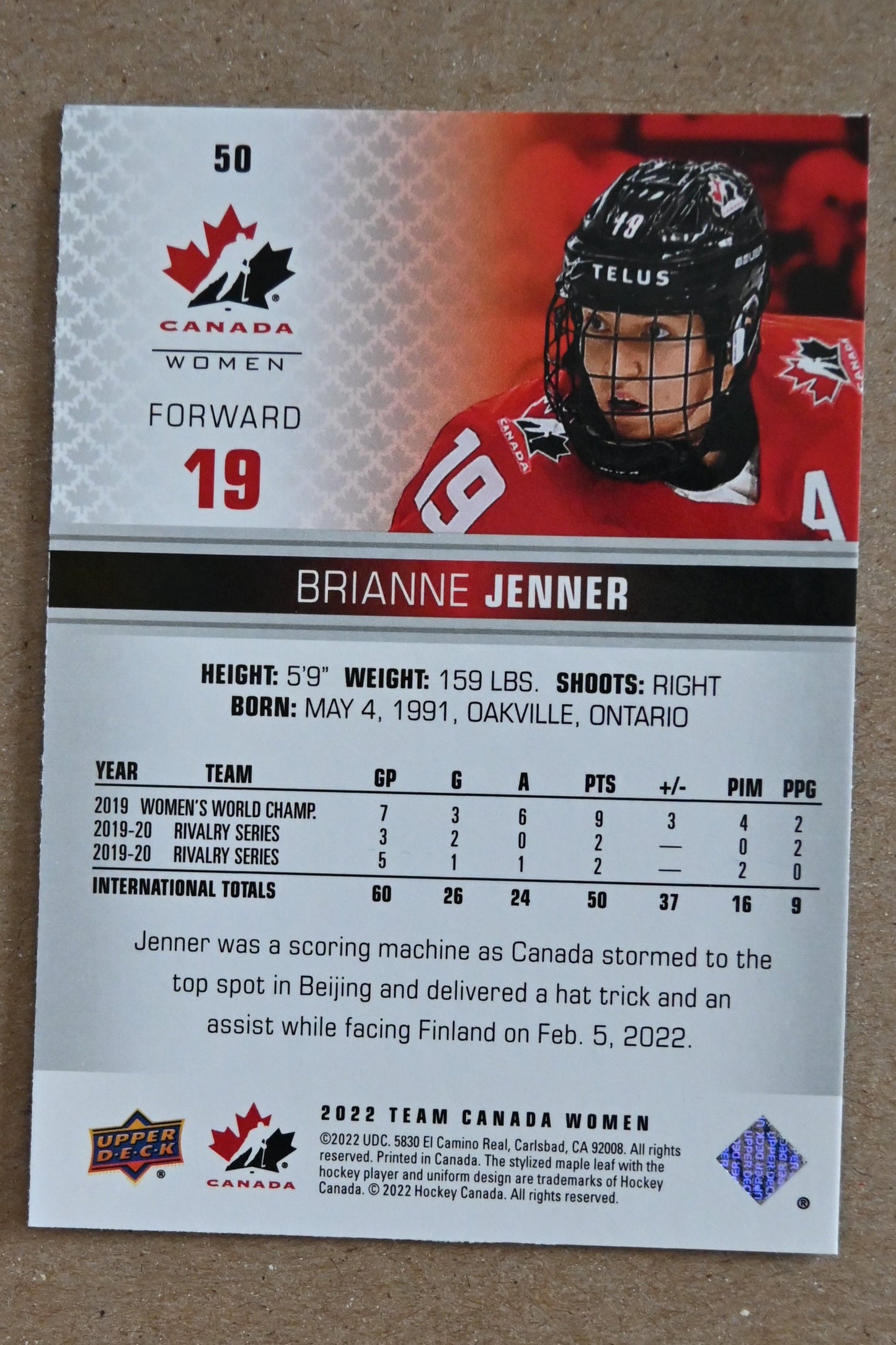 2022-23 Upper Deck Team Canada Juniors #50 Brianne Jenner
