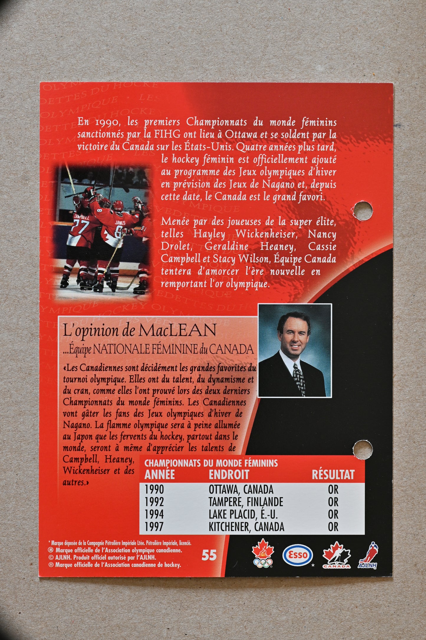1997 Esso Olympic Hockey Heroes French - Womens Team Canada