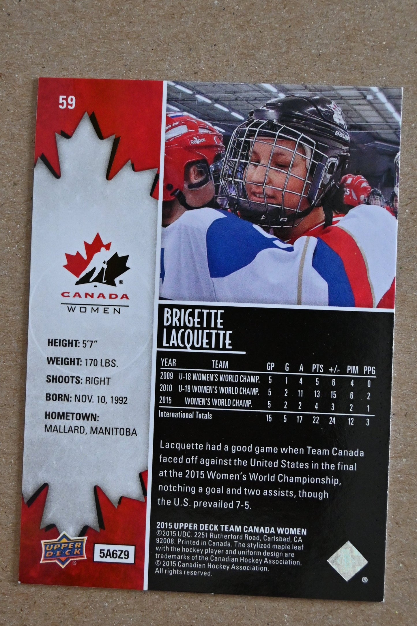 2015 Upper Deck Team Canada Juniors #59 Brigette Lacquette