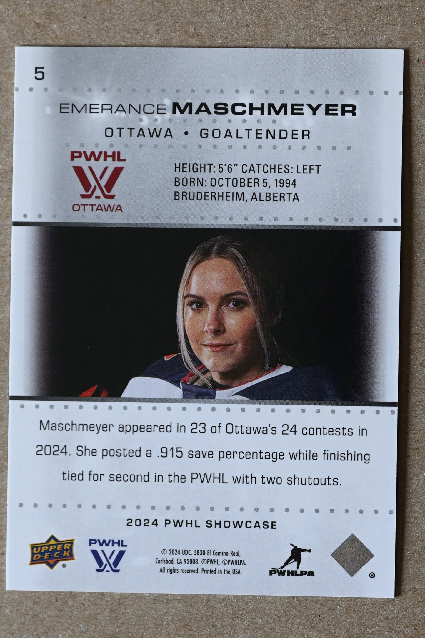 2024 Upper Deck PWHL Showcase #5 Emerance Maschmeyer