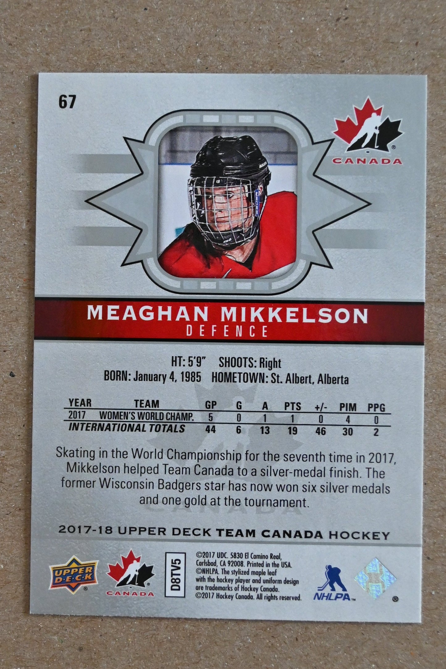 2017-18 Upper Deck Team Canada #67 Meaghan Mikkelson
