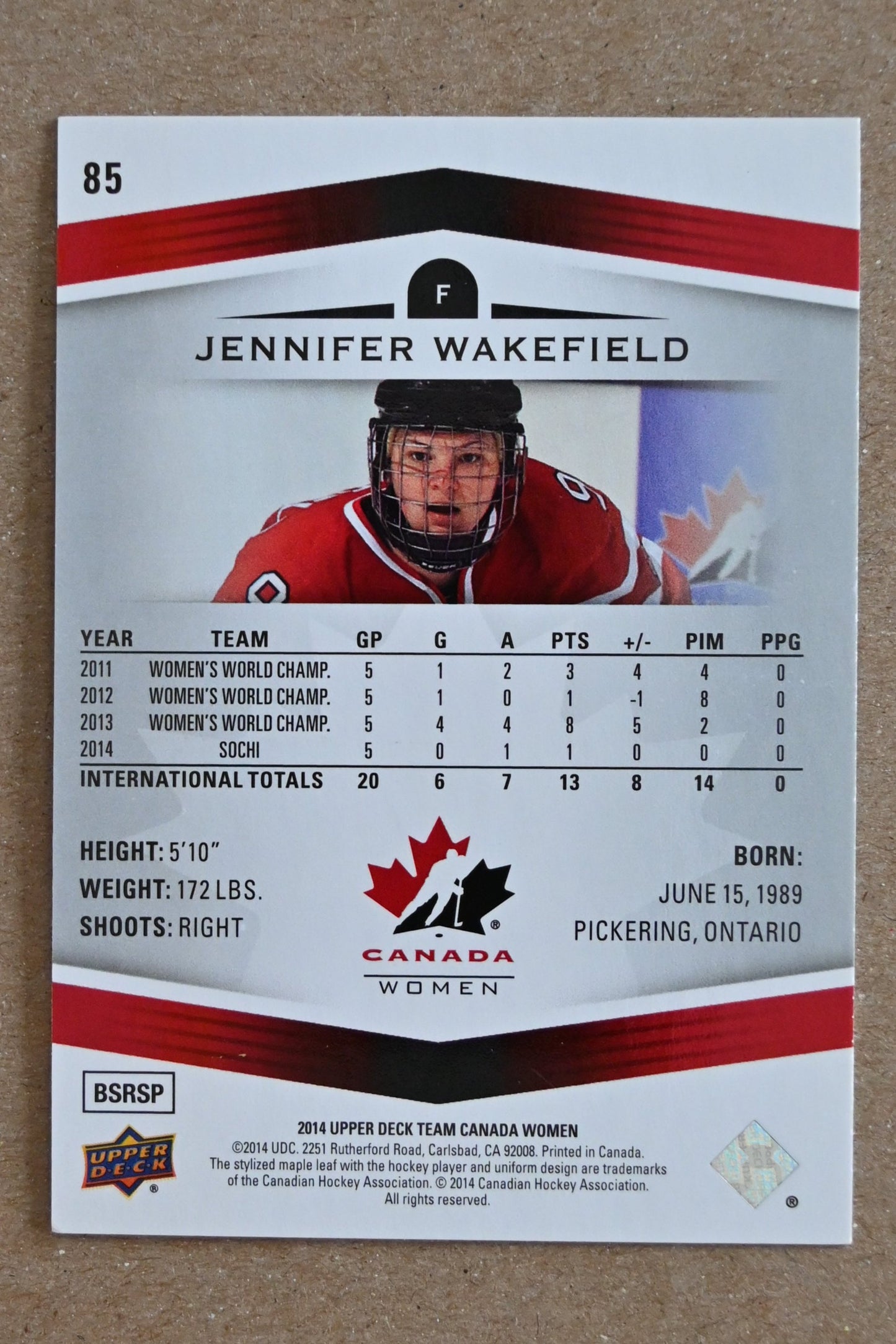 2014 Upper Deck Team Canada Juniors #85 Jennifer Wakefield