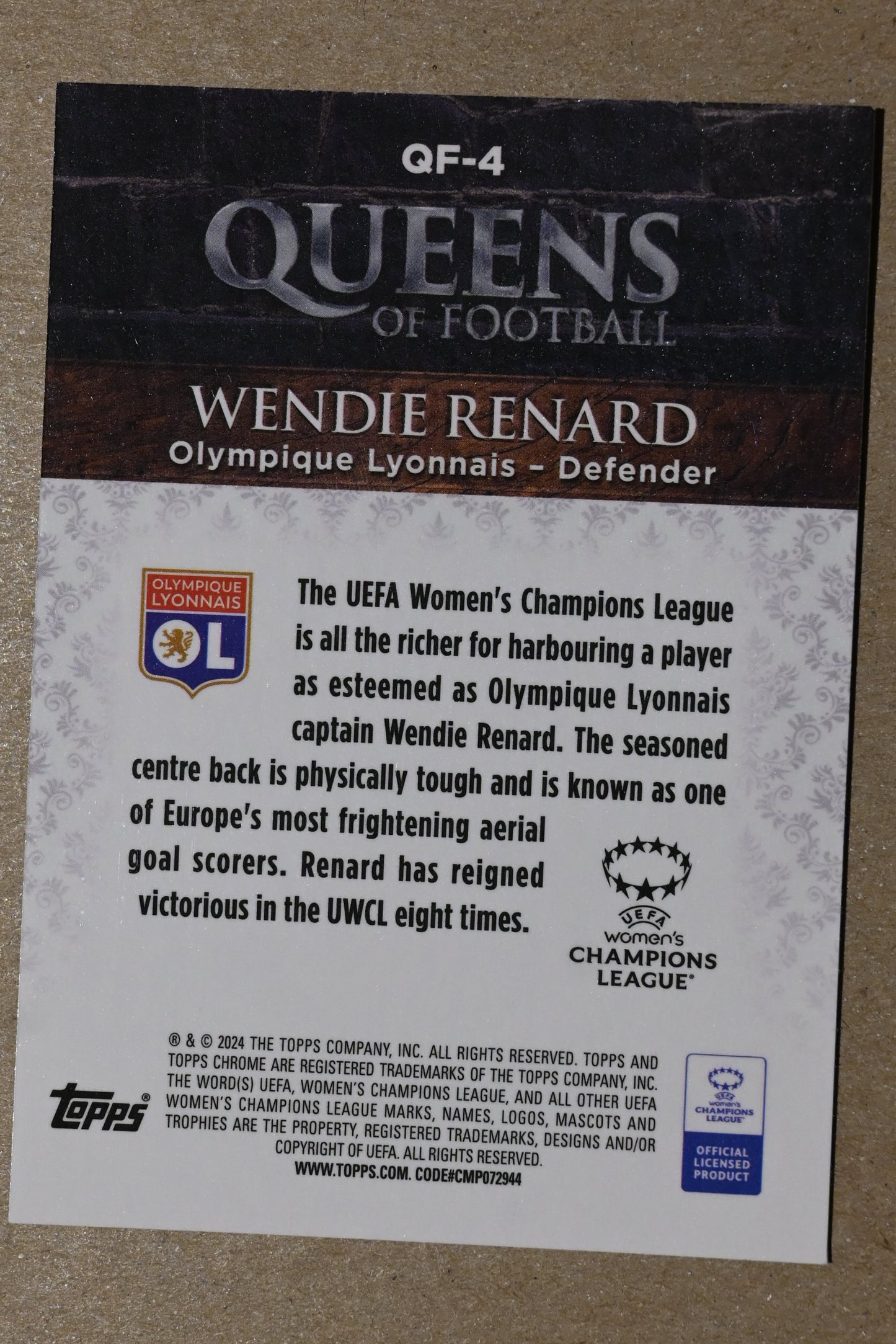 2023-24 Topps Chrome UEFA Women's Champions League - Queens of Football #QF-4 Wendie Renard