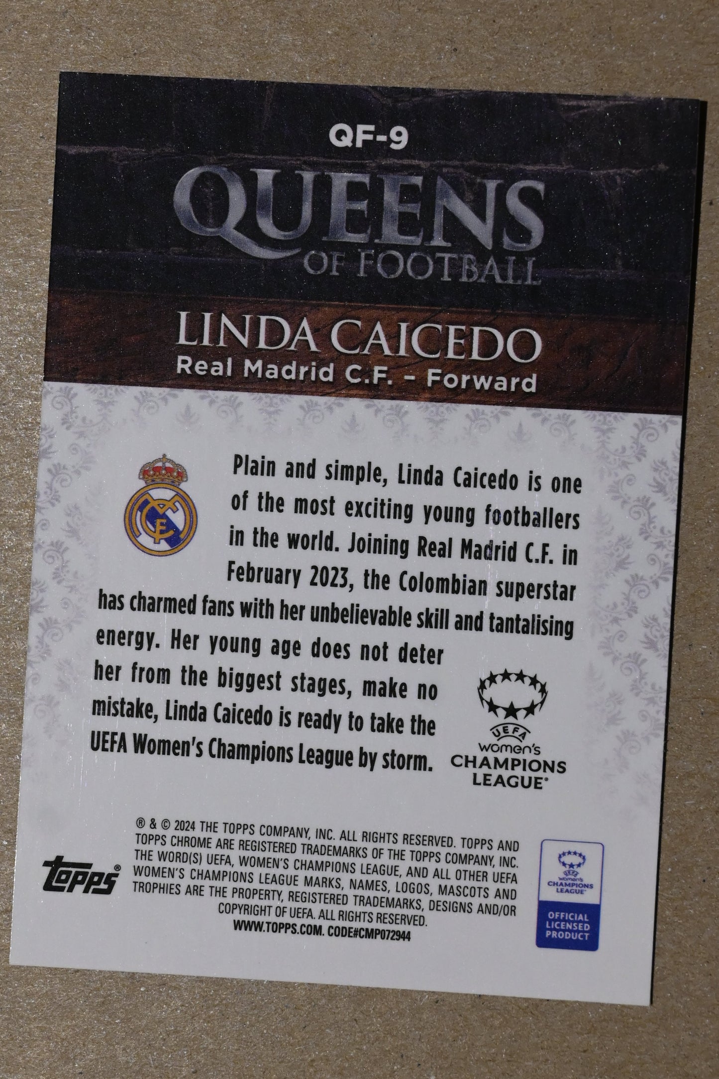2023-24 Topps Chrome UEFA Women's Champions League - Queens of Football #QF-9 Linda Caicedo