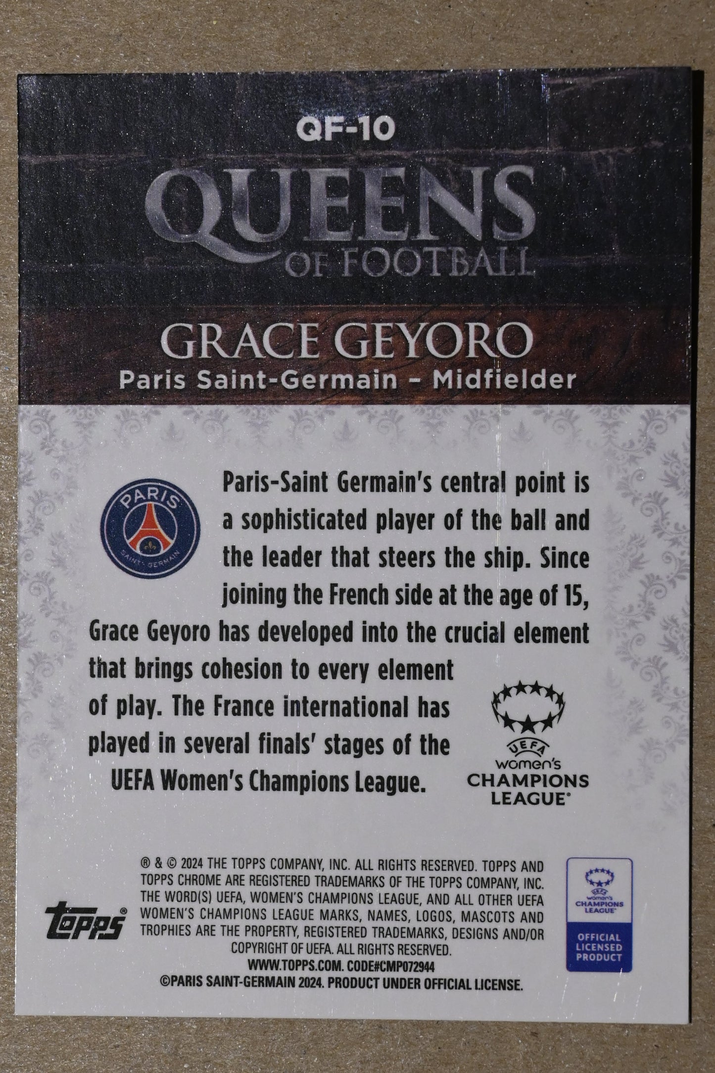 2023-24 Topps Chrome UEFA Women's Champions League - Queens of Football #QF-10 Grace Geyoro