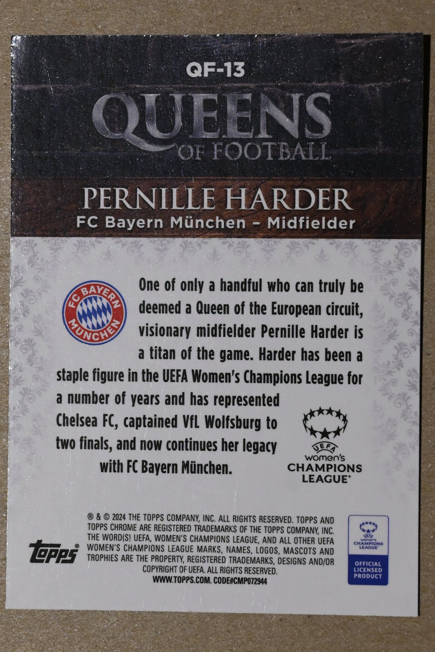 2023-24 Topps Chrome UEFA Women's Champions League - Queens of Football #QF-13 Pernille Harder