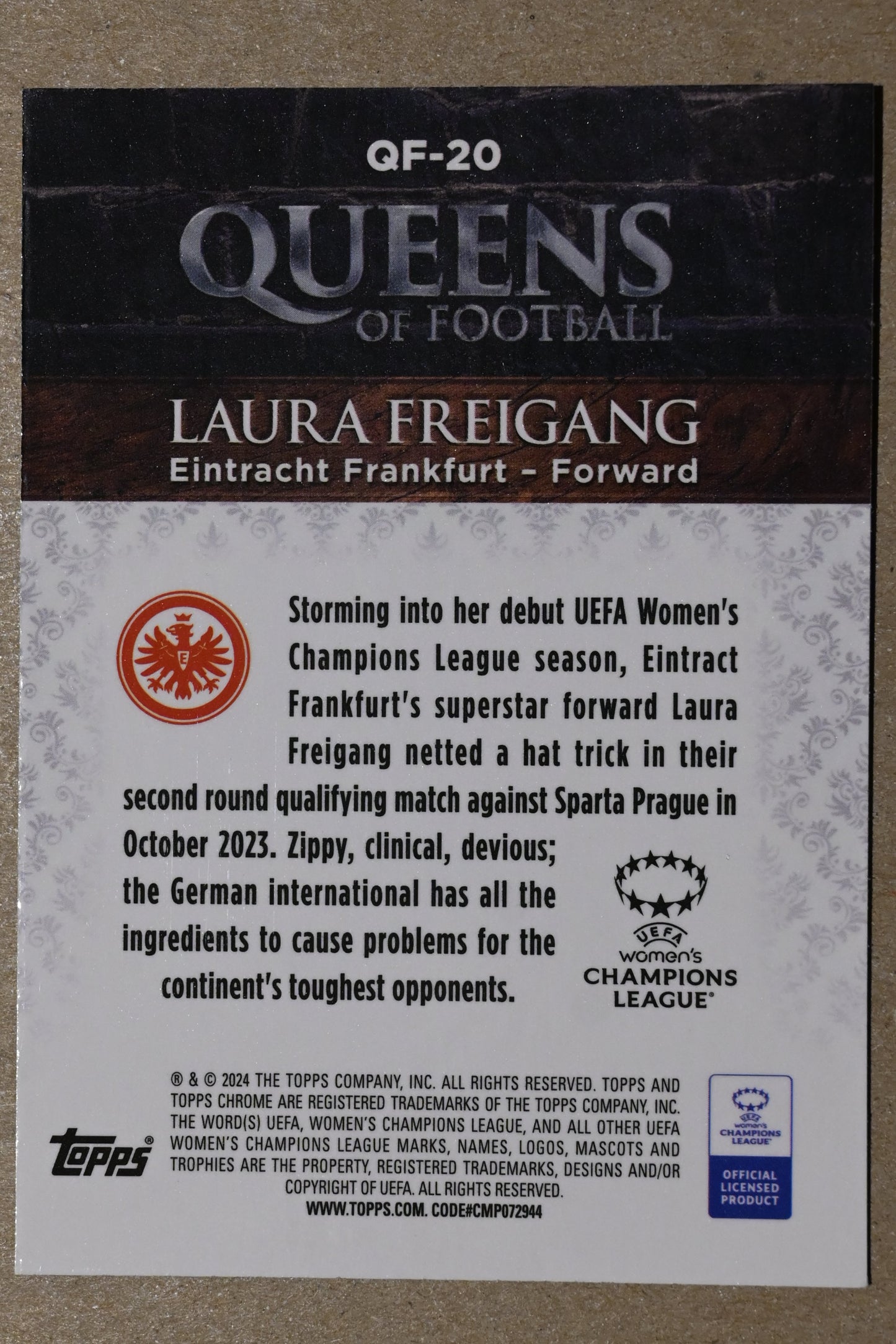 2023-24 Topps Chrome UEFA Women's Champions League - Queens of Football #QF-20 Laura Freigang