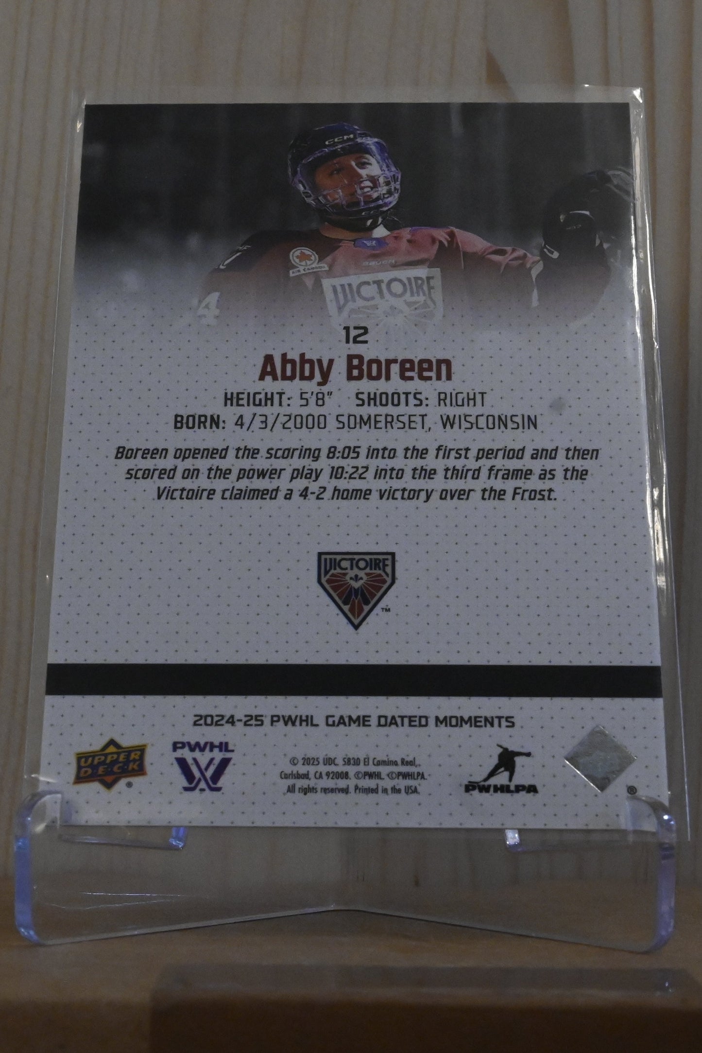 2024-25 Upper Deck Game Dated Moments PWHL - Silver #12 Abby Boreen