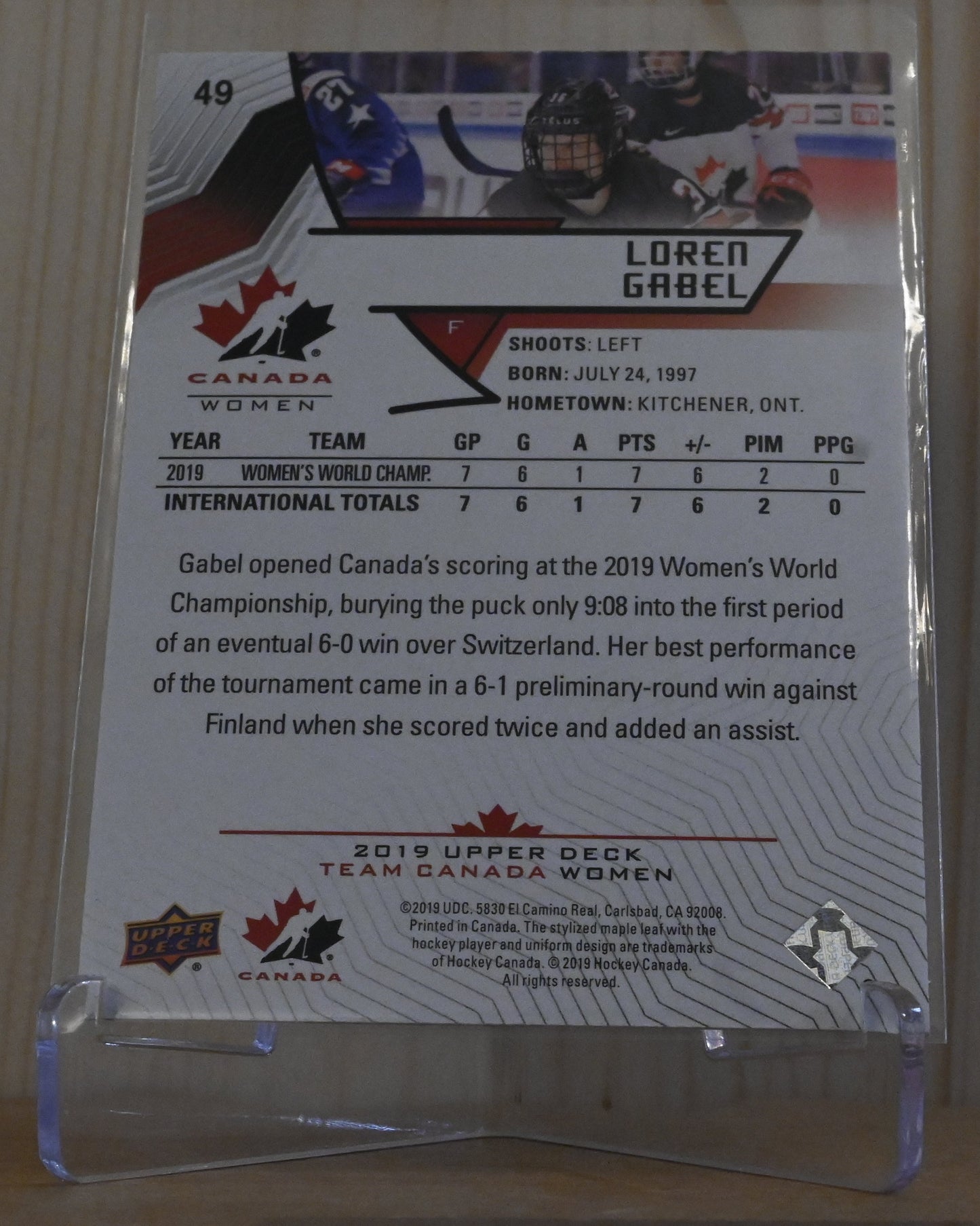2019 Upper Deck Team Canada Juniors - Exclusives #49 Loren Gabel