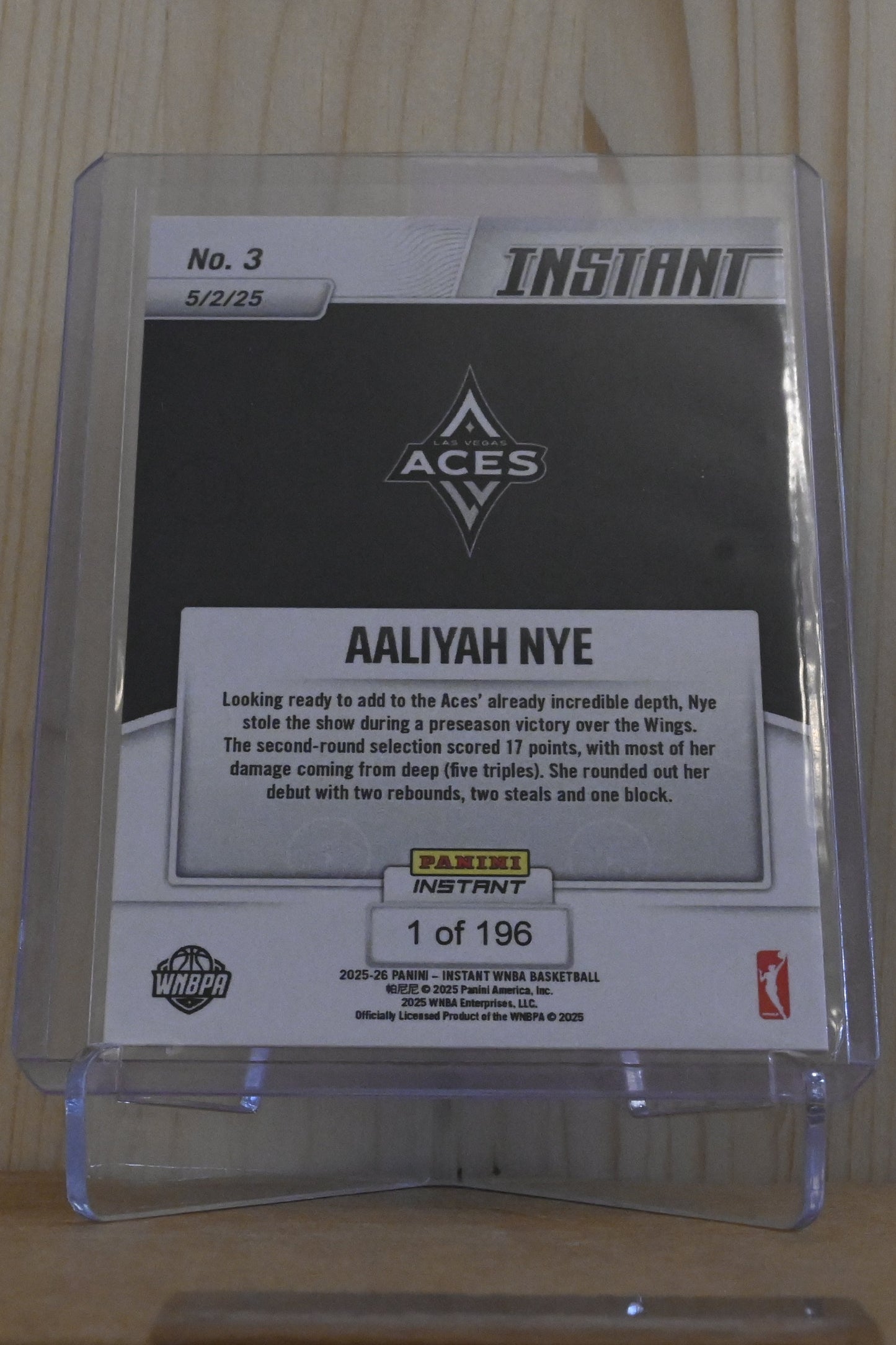 2025 Panini Instant WNBA #3 Aaliyah Nye
