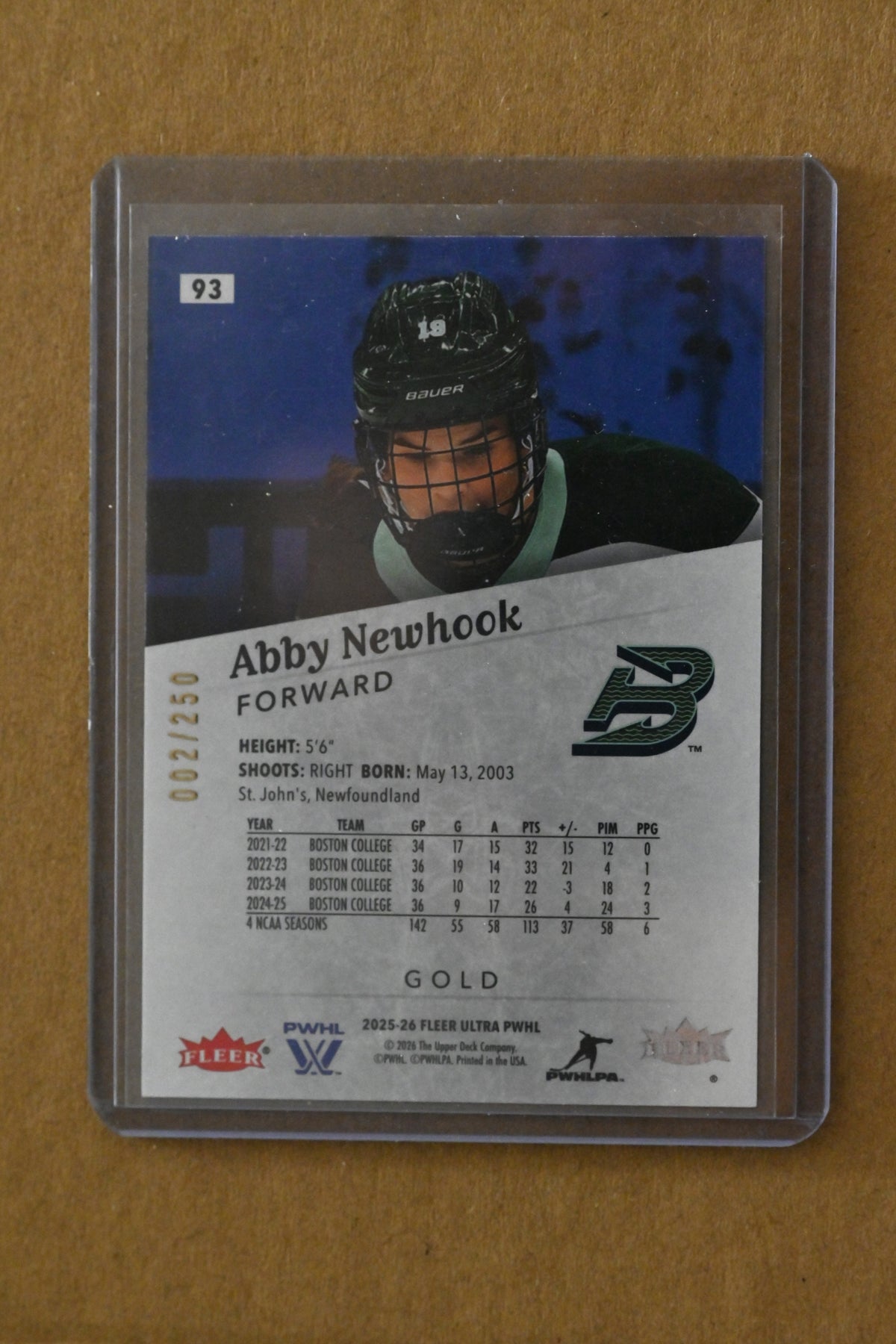 2025-26 Fleer Ultra PWHL - Gold #94 Abby Newhook