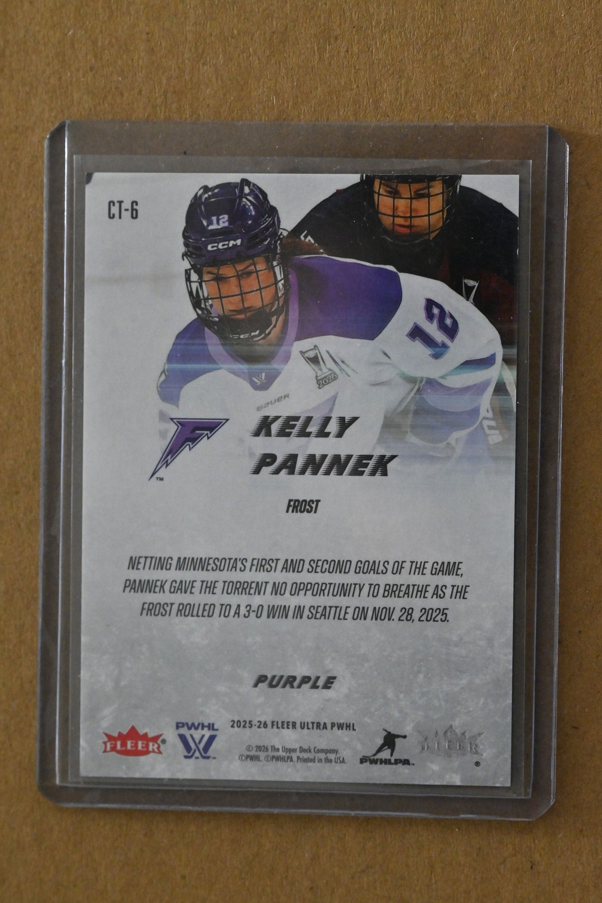 2025-26 Fleer Ultra PWHL - Catalyst Purple #CT-6 Kelly Pannek