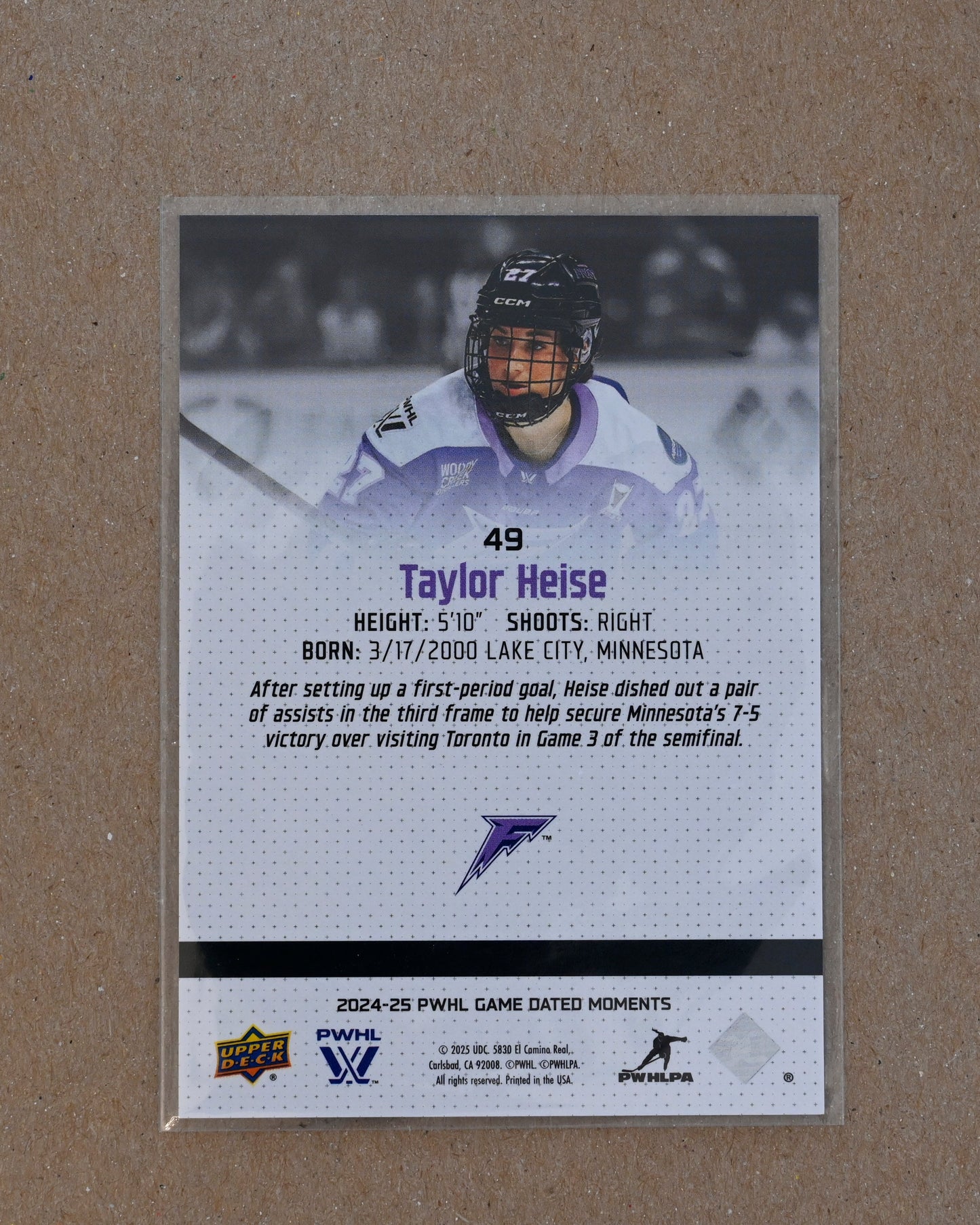 2024-25 Upper Deck Game Dated Moments PWHL - Silver #49 Taylor Heise