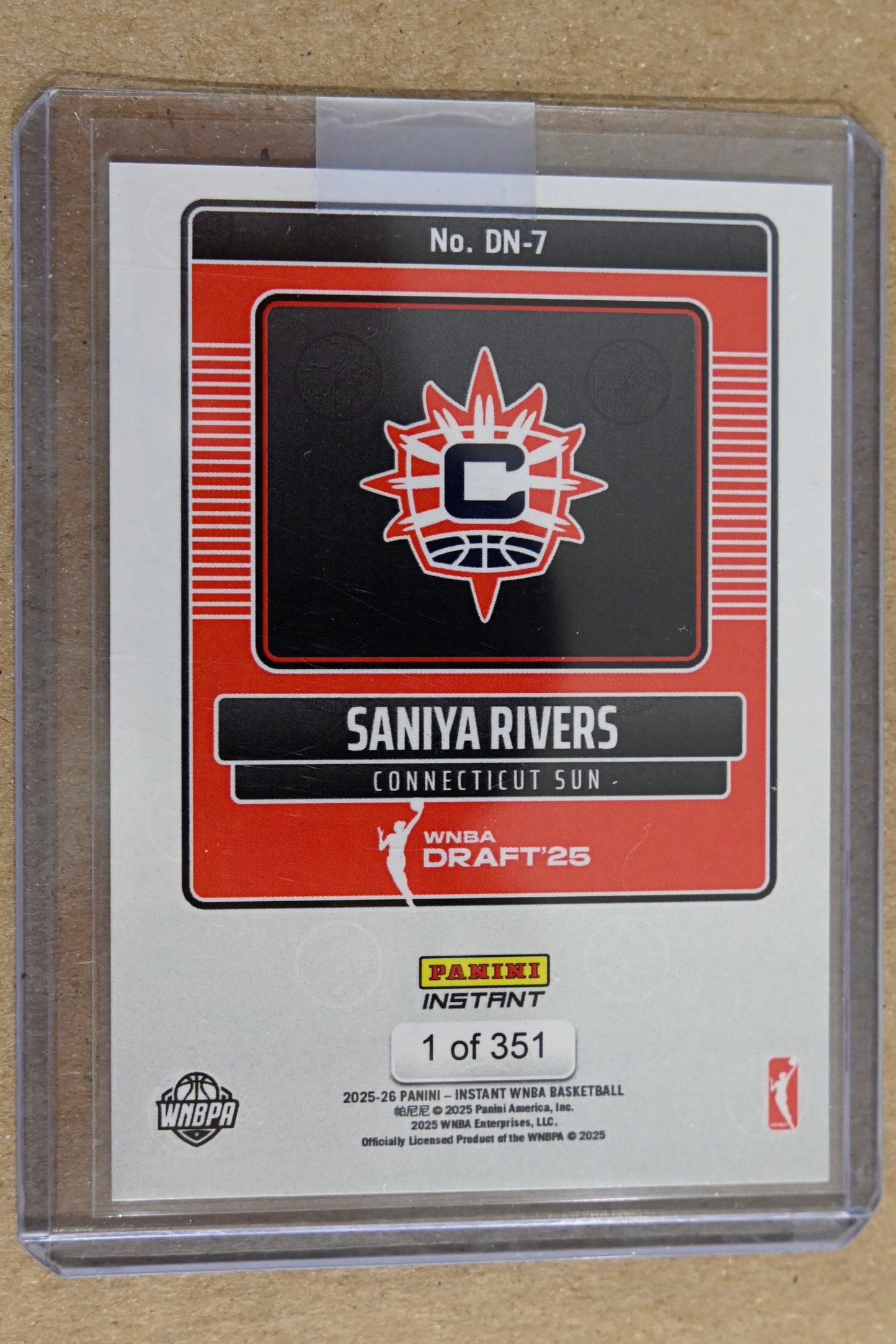 2025 Panini Instant Draft Night #DN-7 Saniya Rivers