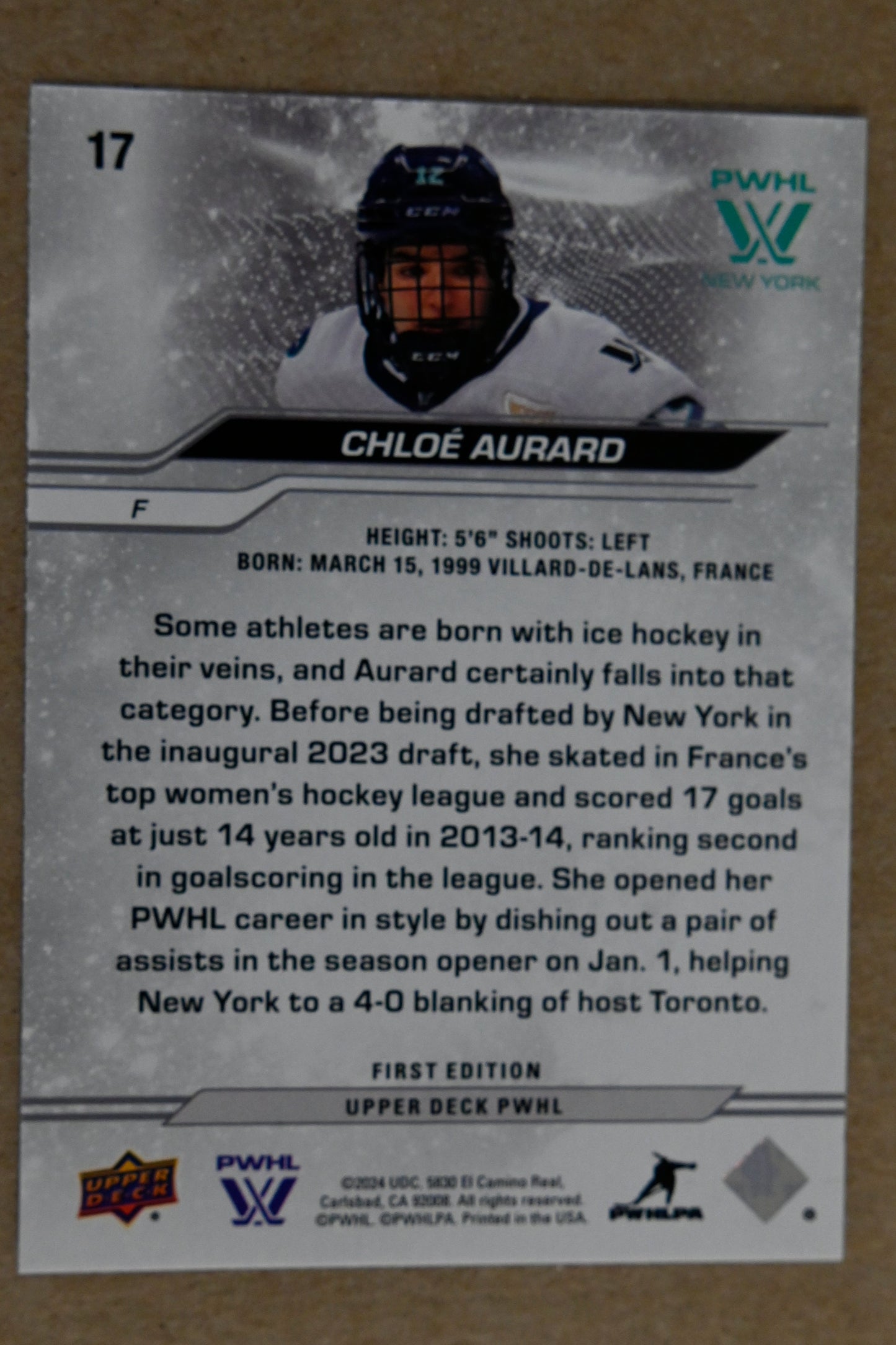 2024 Upper Deck PWHL #17 Chloe Aurard