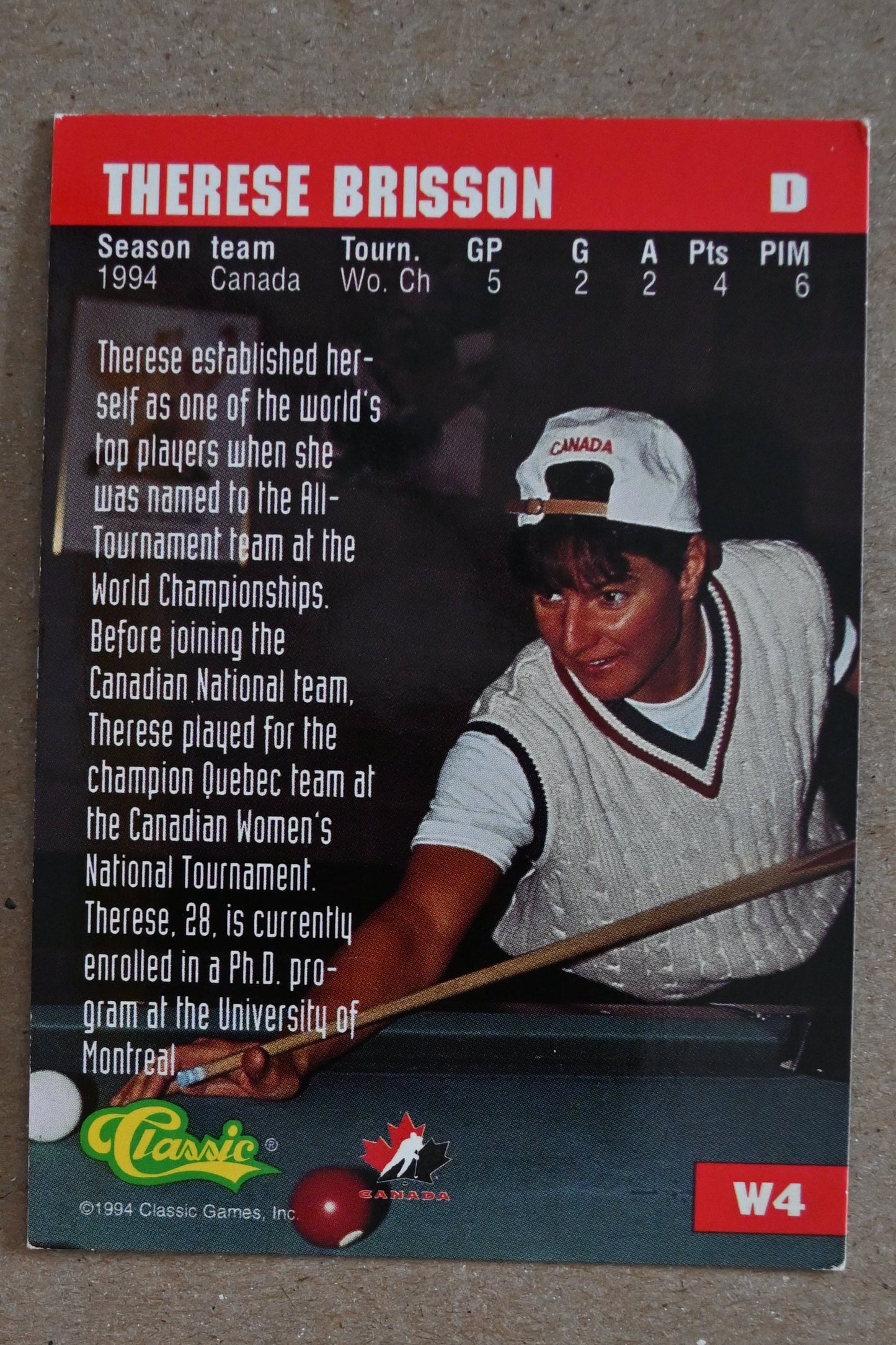 1994-95 Classic - Women of Hockey #W04 Therese Brisson