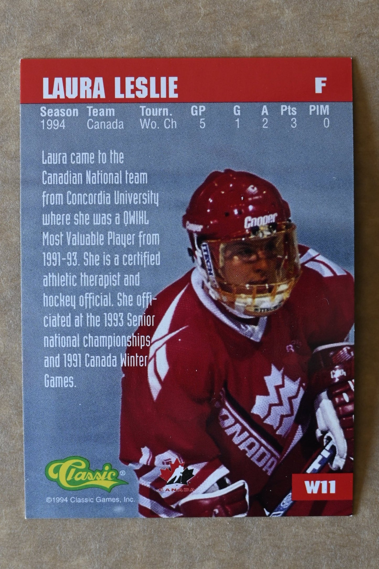 1994-95 Classic - Women of Hockey #W11 Laura Leslie