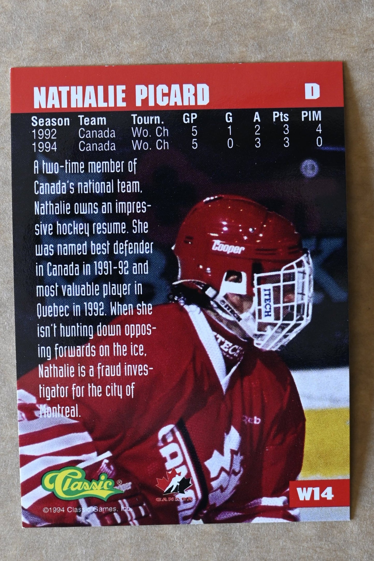 1994-95 Classic - Women of Hockey #W14 Nathalie Picard