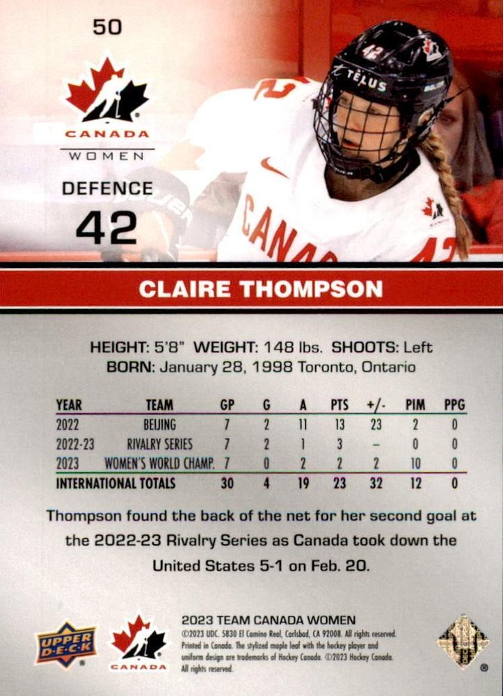 2023 Upper Deck Team Canada Juniors #50 Claire Thompson