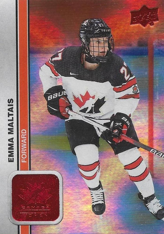2023 Upper Deck Team Canada Juniors - Patterned Foilboard Red #58 Emma Maltais