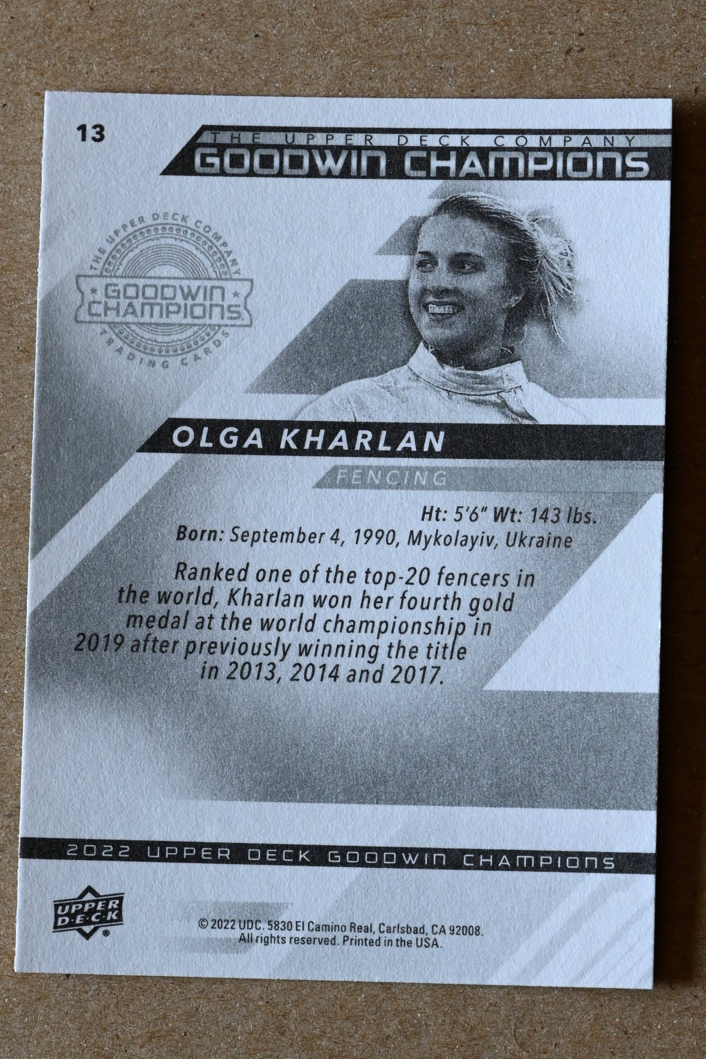 2022 Upper Deck Goodwin Champions #13 Olga Kharlan