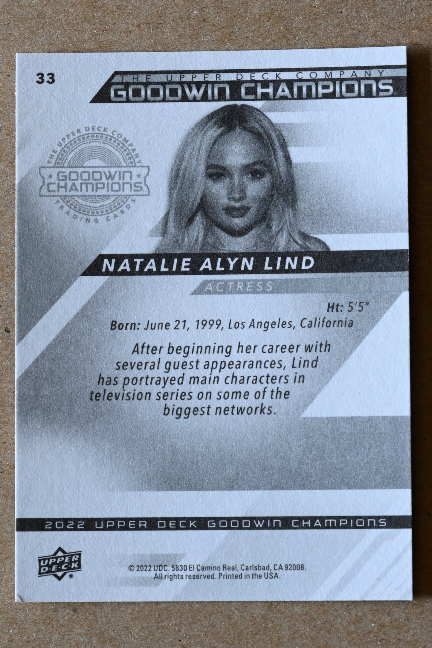 2022 Upper Deck Goodwin Champions  #33 Natalie Alyn Lind