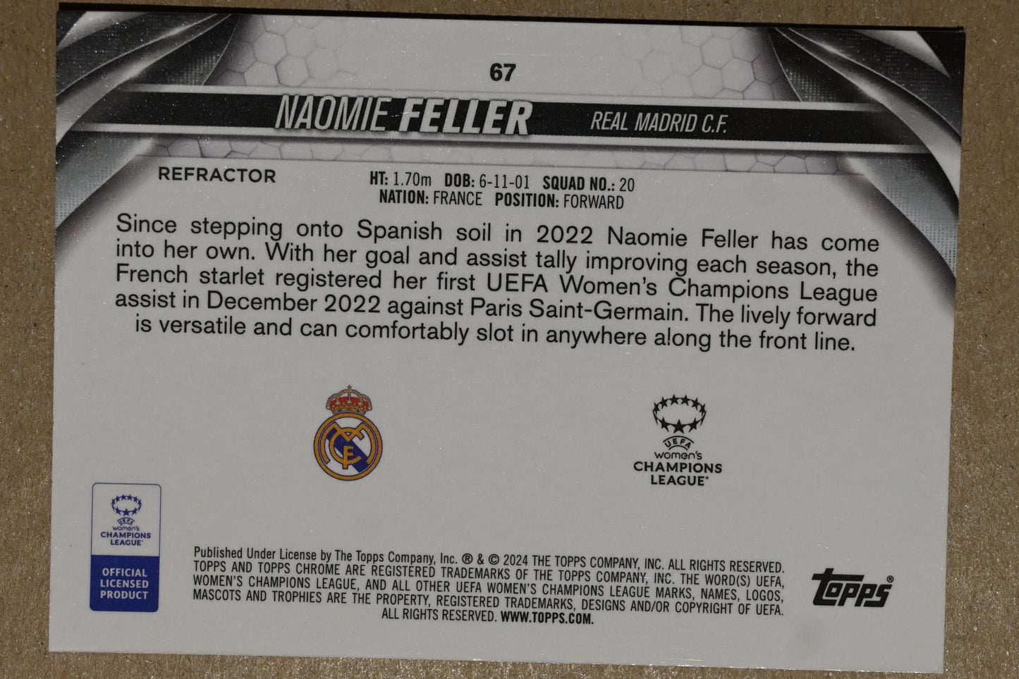 2023-24 Topps Chrome UEFA Women's Champions League #67 Naomie Feller