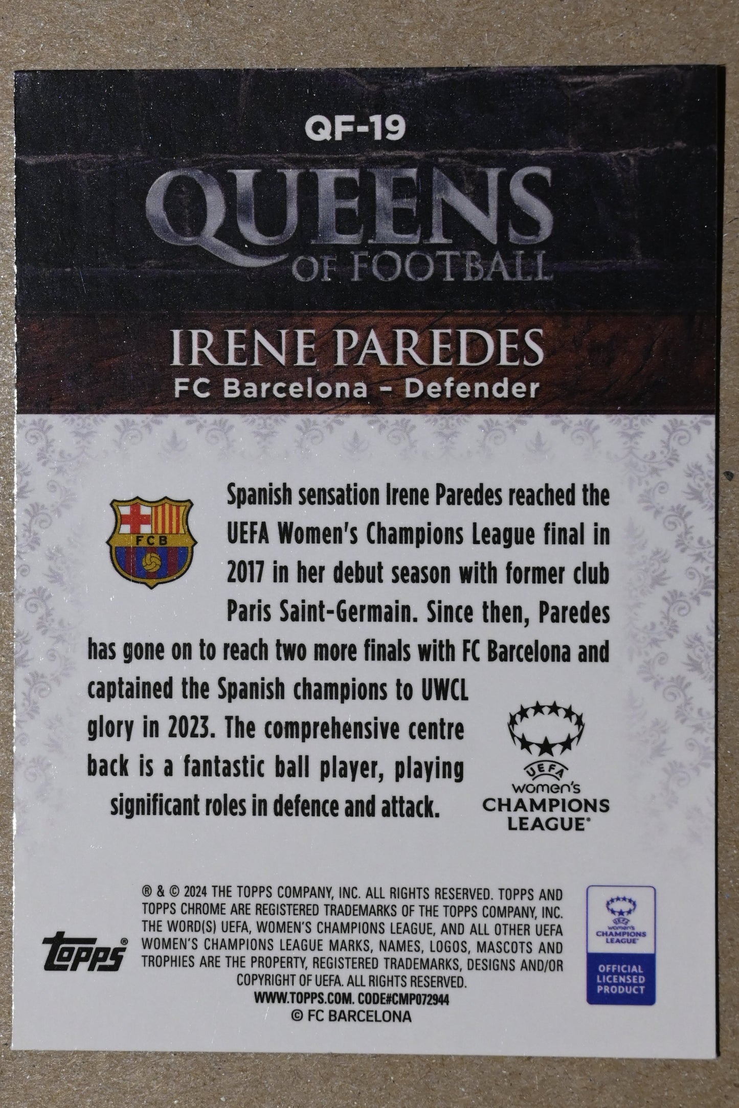 2023-24 Topps Chrome UEFA Women's Champions League - Queens of Football #QF-19 Irene Paredes