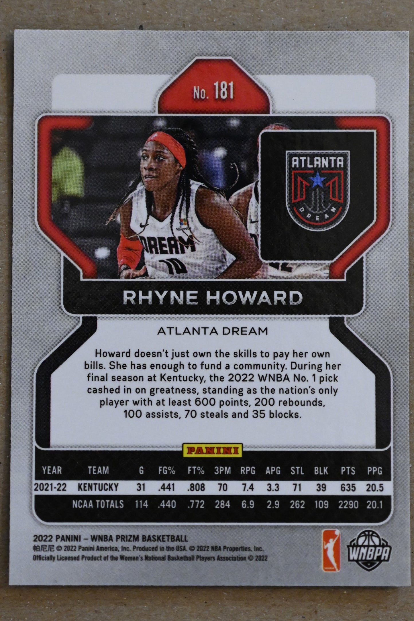 2022 Panini Prizm WNBA #181 Rhyne Howard