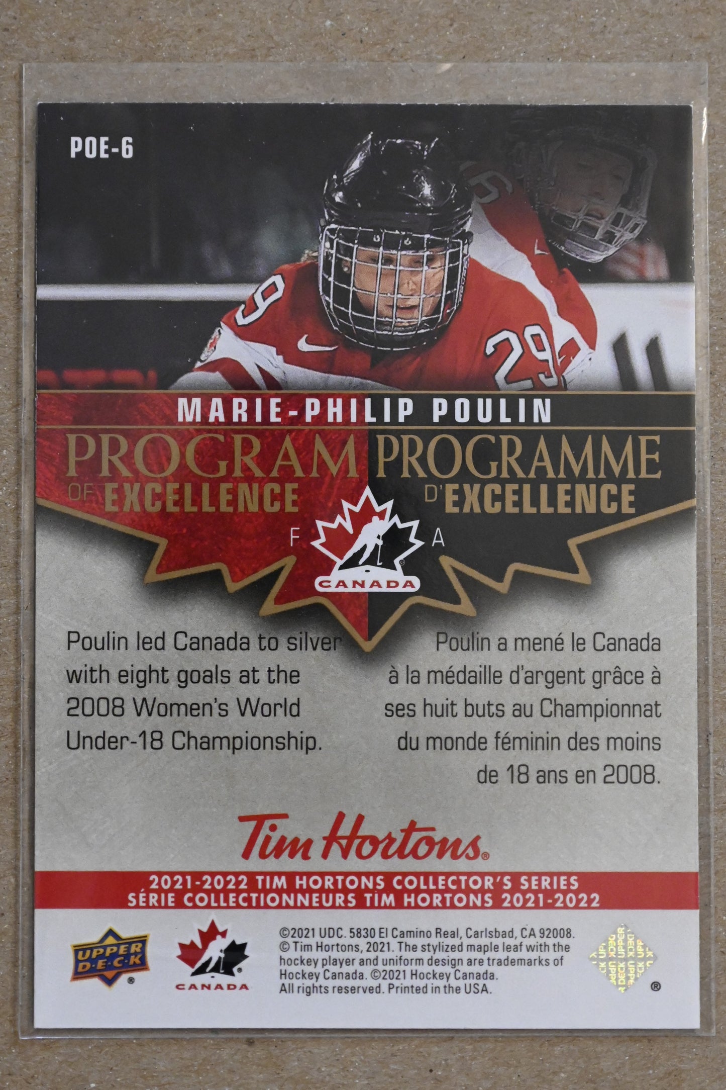 2021-22 Upper Deck Tim Hortons Team Canada - Program of Excellence #POE-6 Marie-Philip Poulin