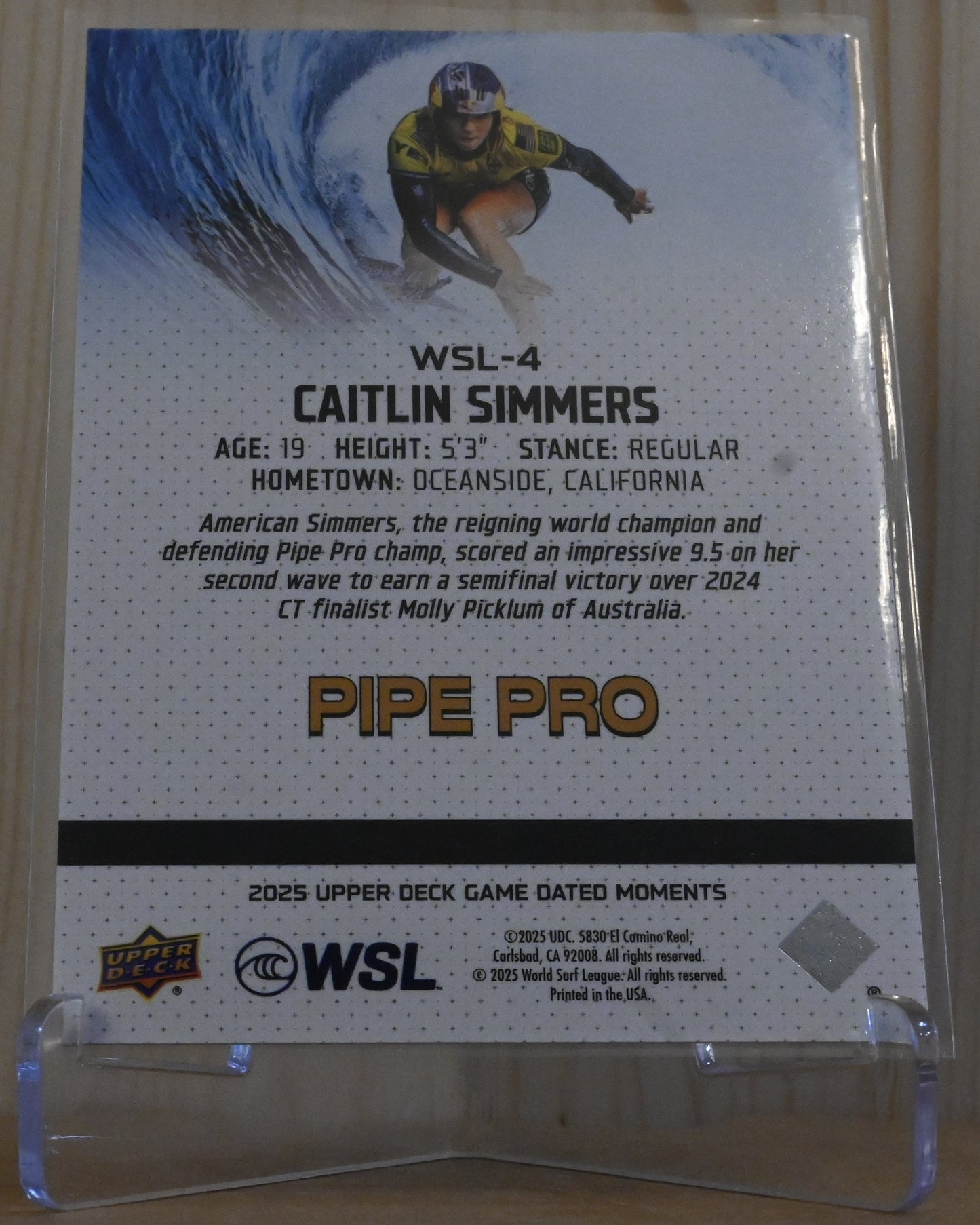 2025 Upper Deck Game Dated Moments - World Surf League #WSL-4 Caitlin Simmers