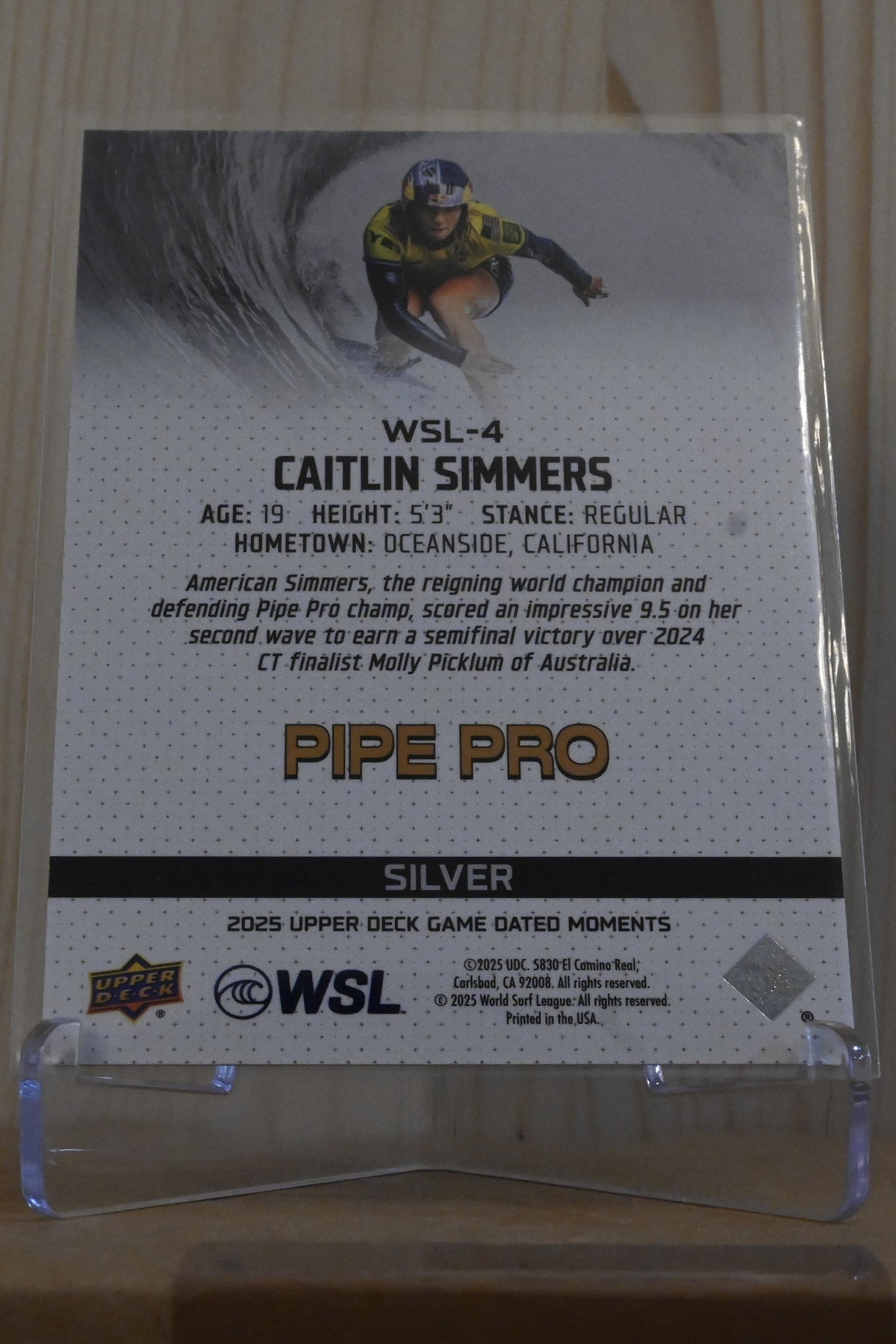 2025 Upper Deck Game Dated Moments - World Surf League Silver #WSL-4 Caitlin Simmers