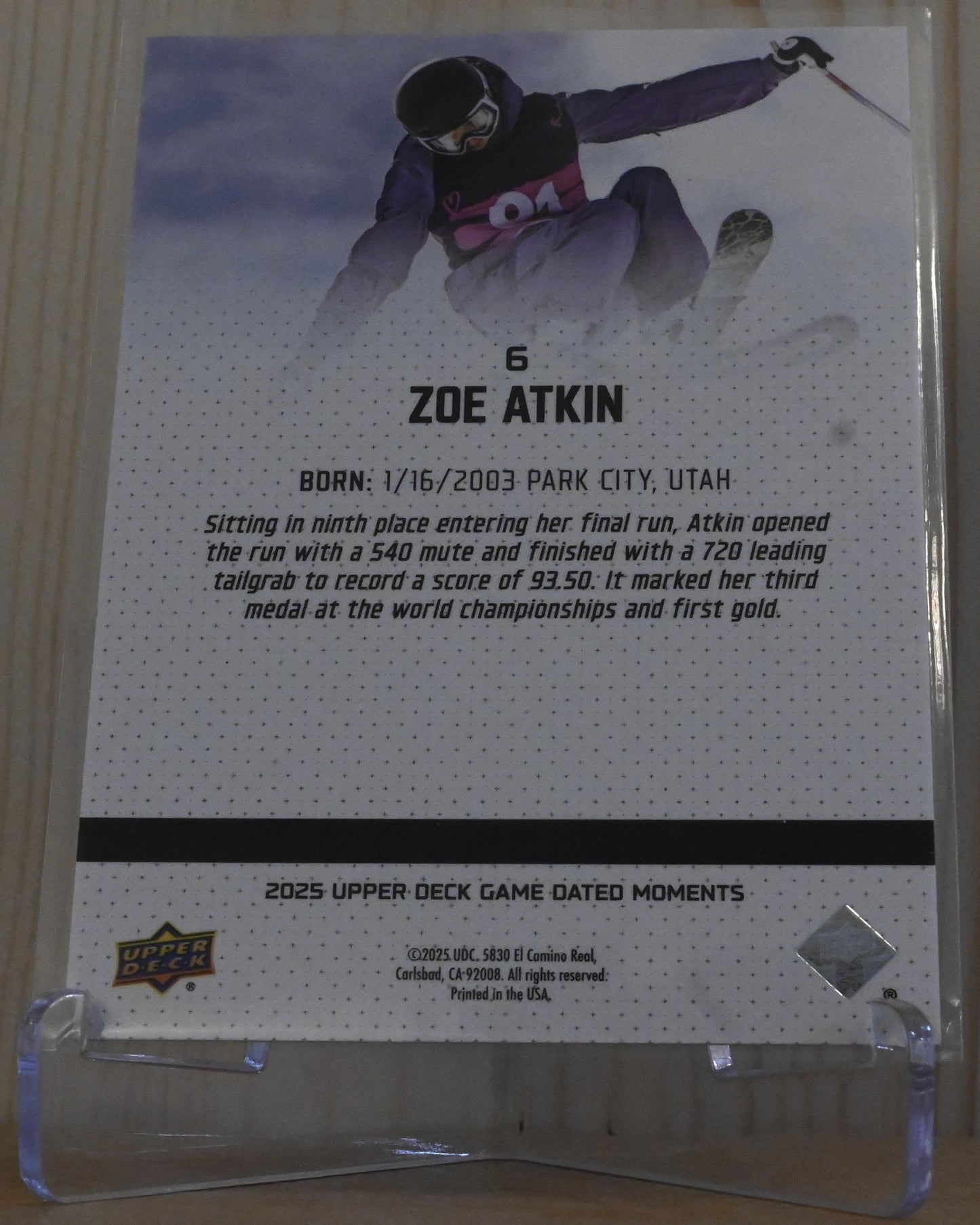 2025 Upper Deck Game Dated Moments #6 Zoe Atkin