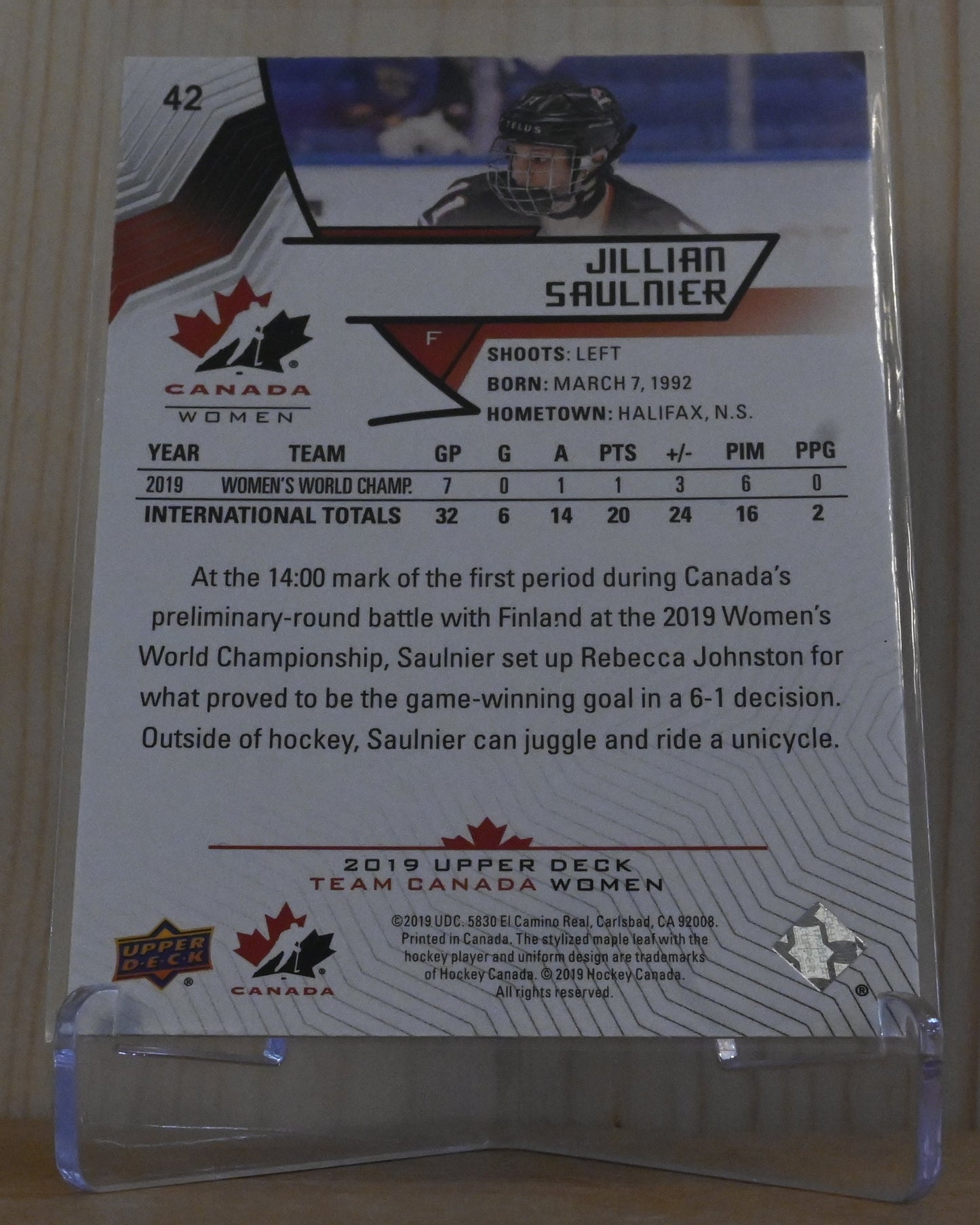 2019 Upper Deck Team Canada Juniors - Exclusives #42 Jillian Saulnier