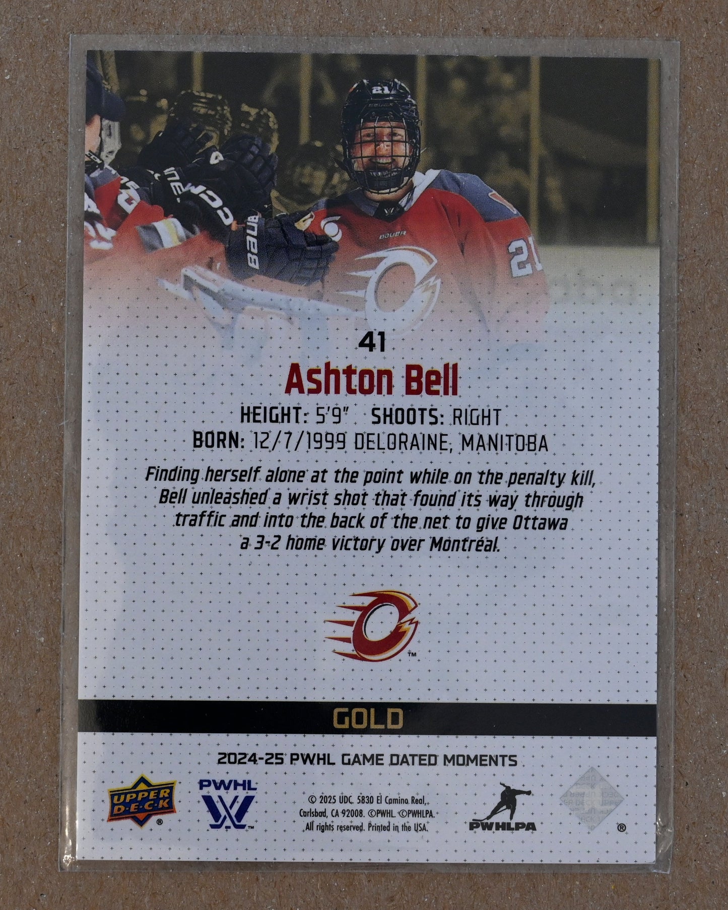 2024-25 Upper Deck Game Dated Moments PWHL - Gold #41 Aston Bell
