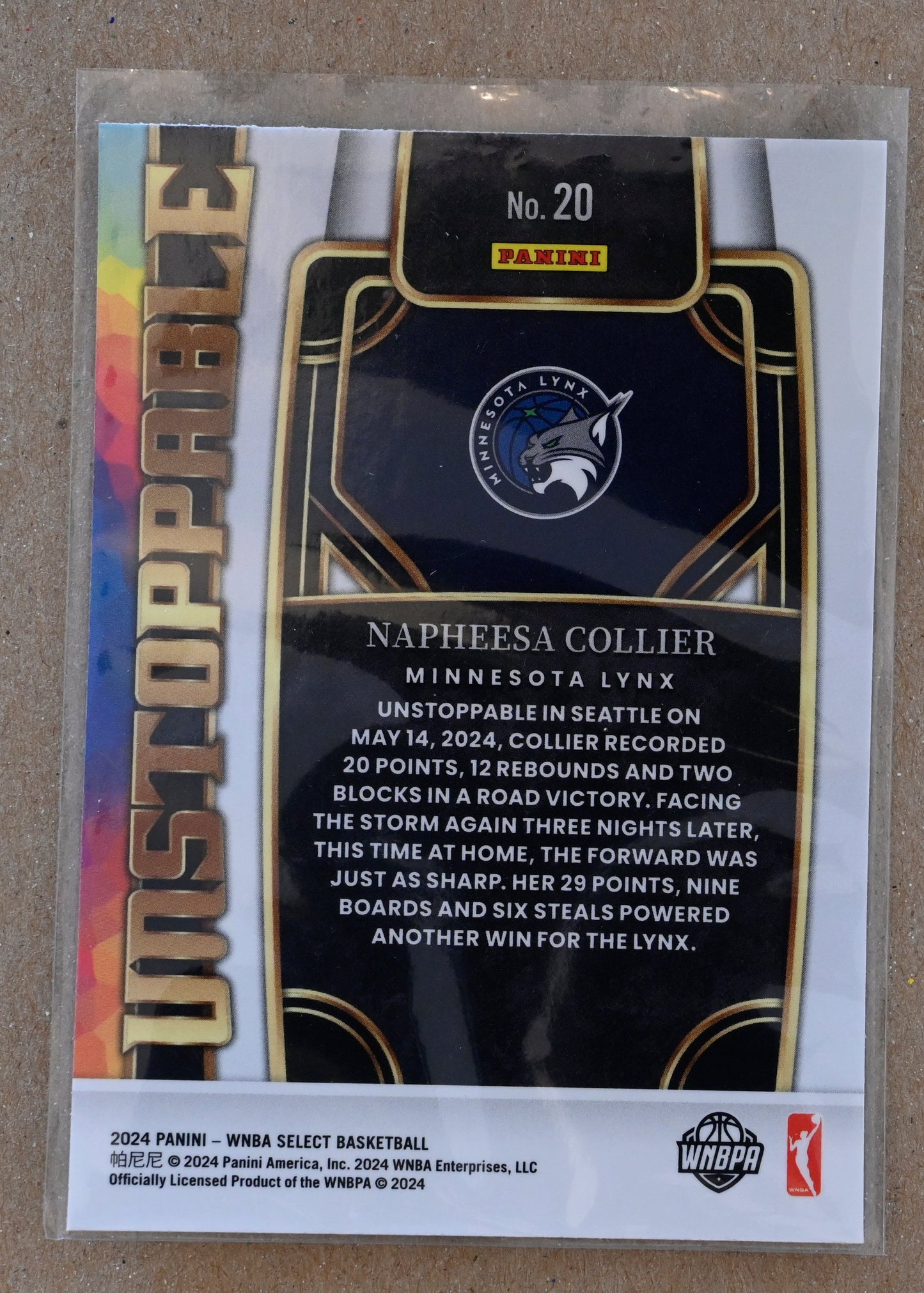 2024 Panini Select WNBA - Unstoppable #20 Napheesa Collier