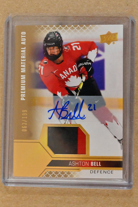 2022-23 Upper Deck Team Canada Juniors - Premium Material Auto #52 Ashton Bell