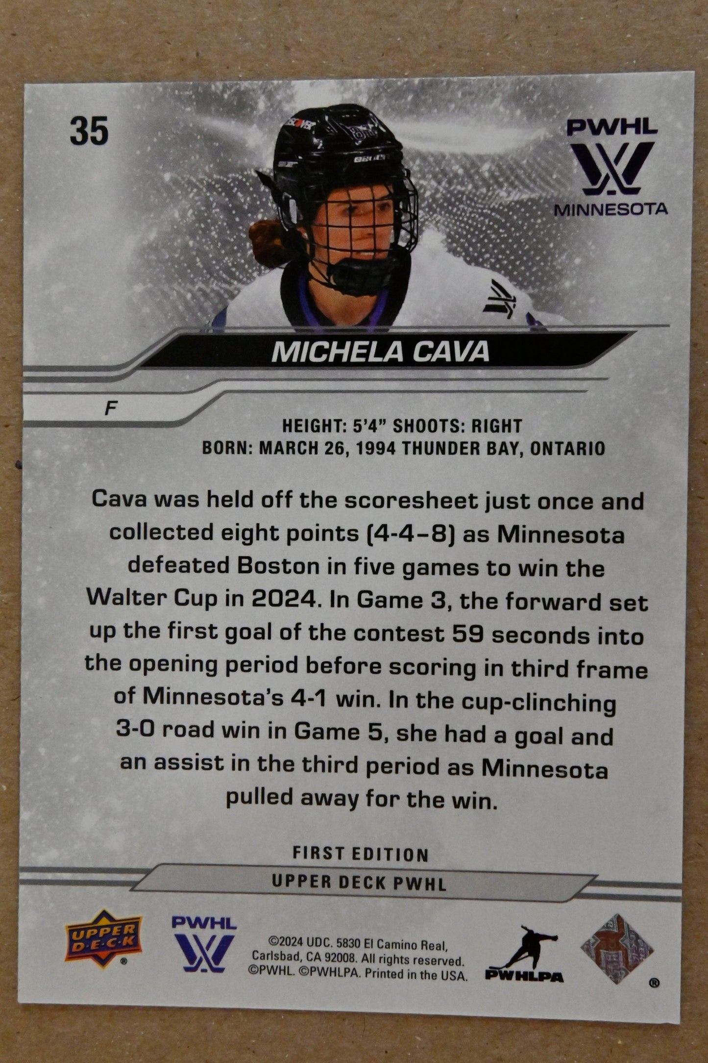 2024 Upper Deck PWHL #35 Michela Cava