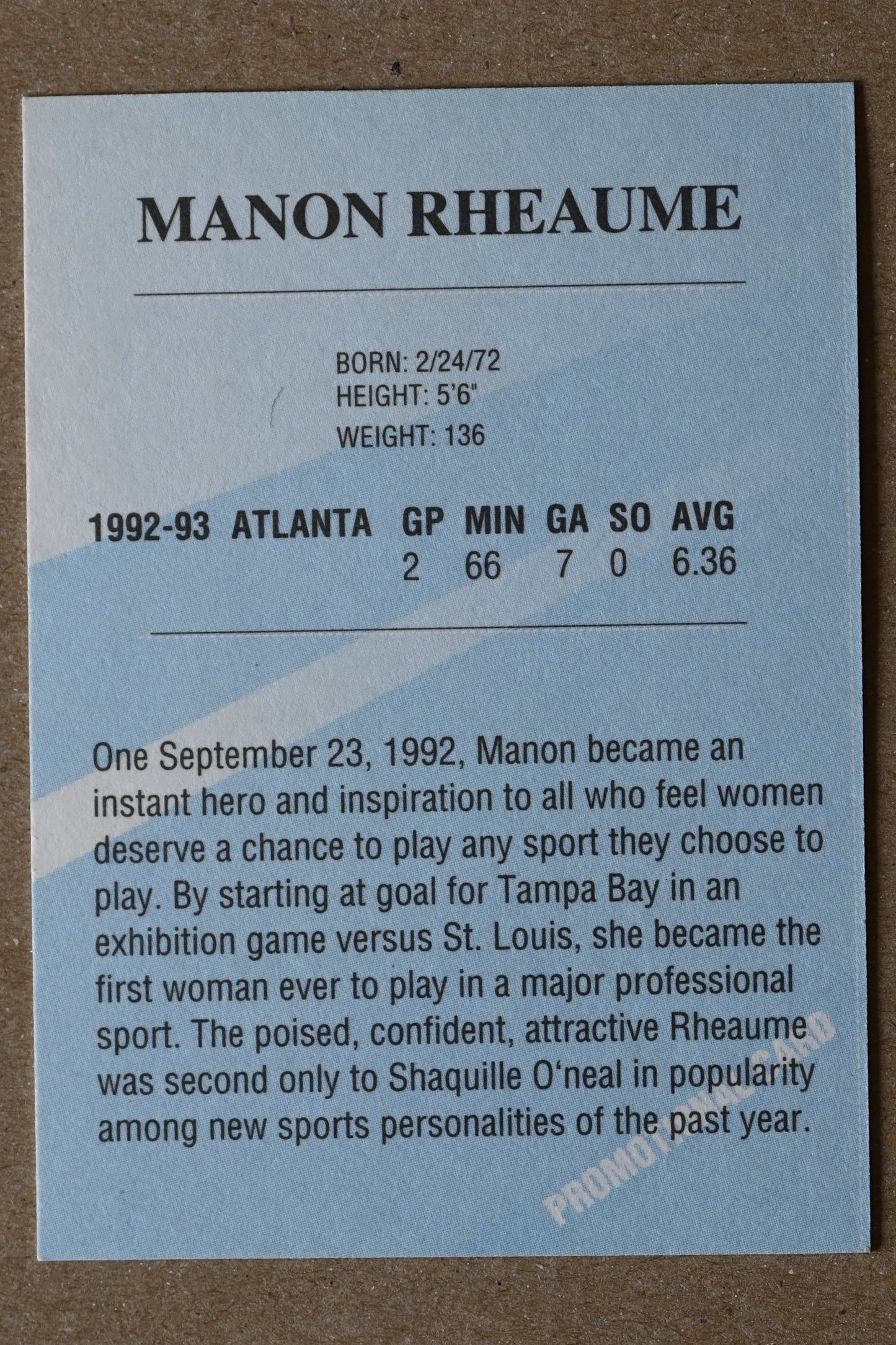 1994 Royal Ice (Unlicensed) #NNO Manon Rheaume